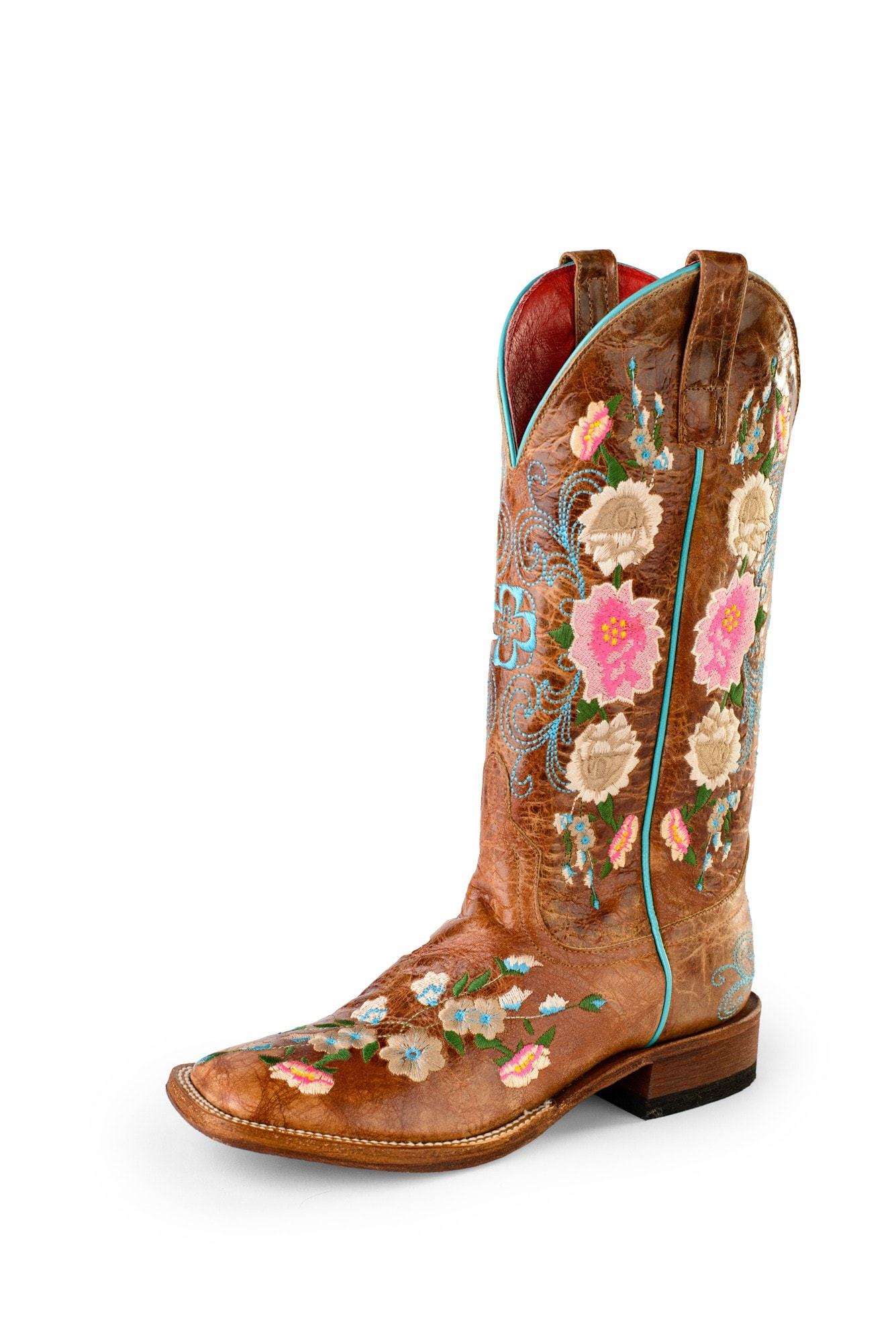 Macie Bean by Anderson Bean Womens Honey Leather Cowboy Boots Floral ...