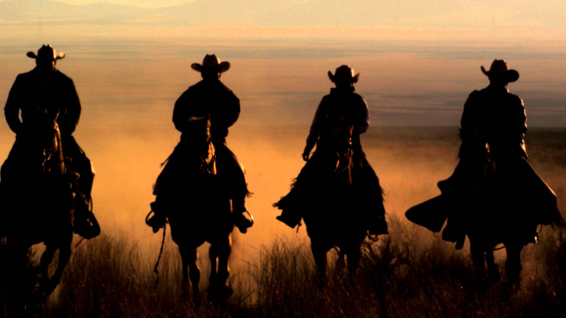 Cowboys Riding Horses At Sunset in West Desert. Slow Motion HD & 4K ...