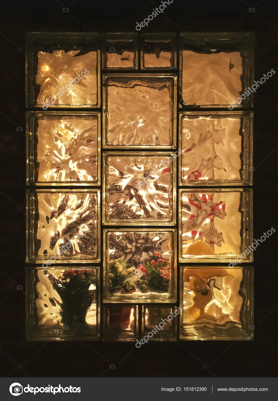 Cozy light seen through the glass window — Stock Photo ...