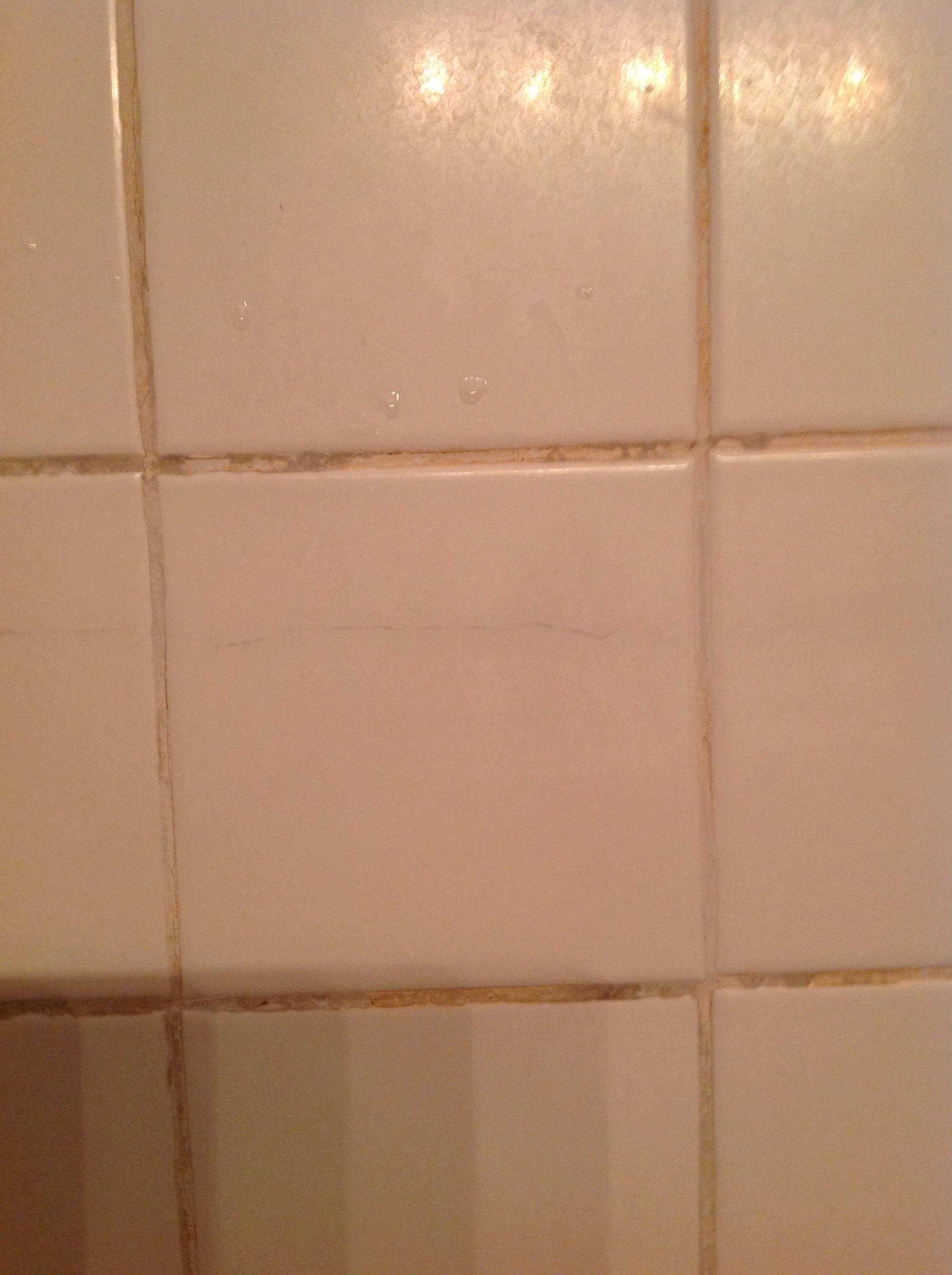 repair - Cracked bathroom tile - runs almost entire length of the ...