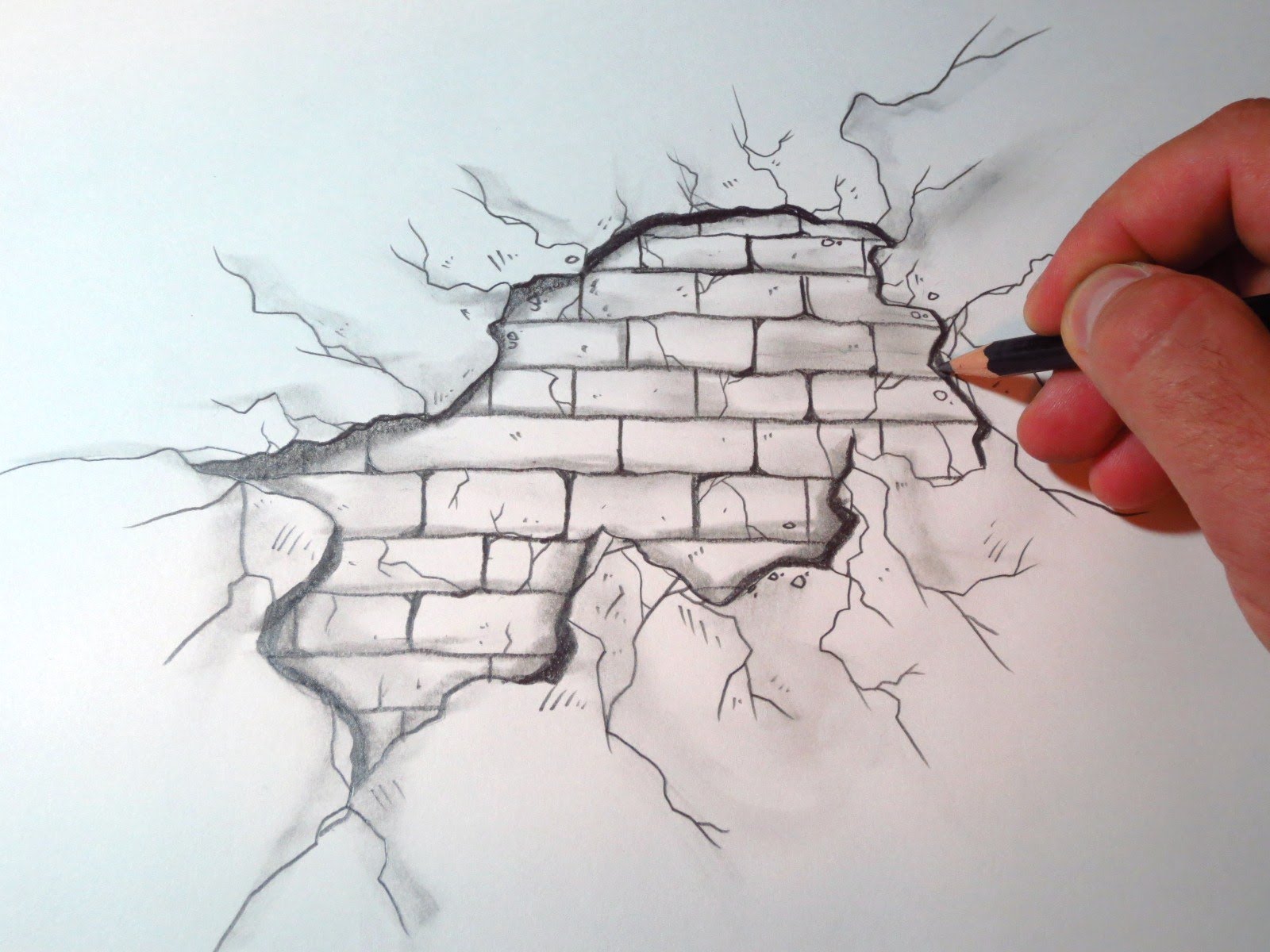 How To Draw A Cracked Brick Wall (The Original Video) - YouTube