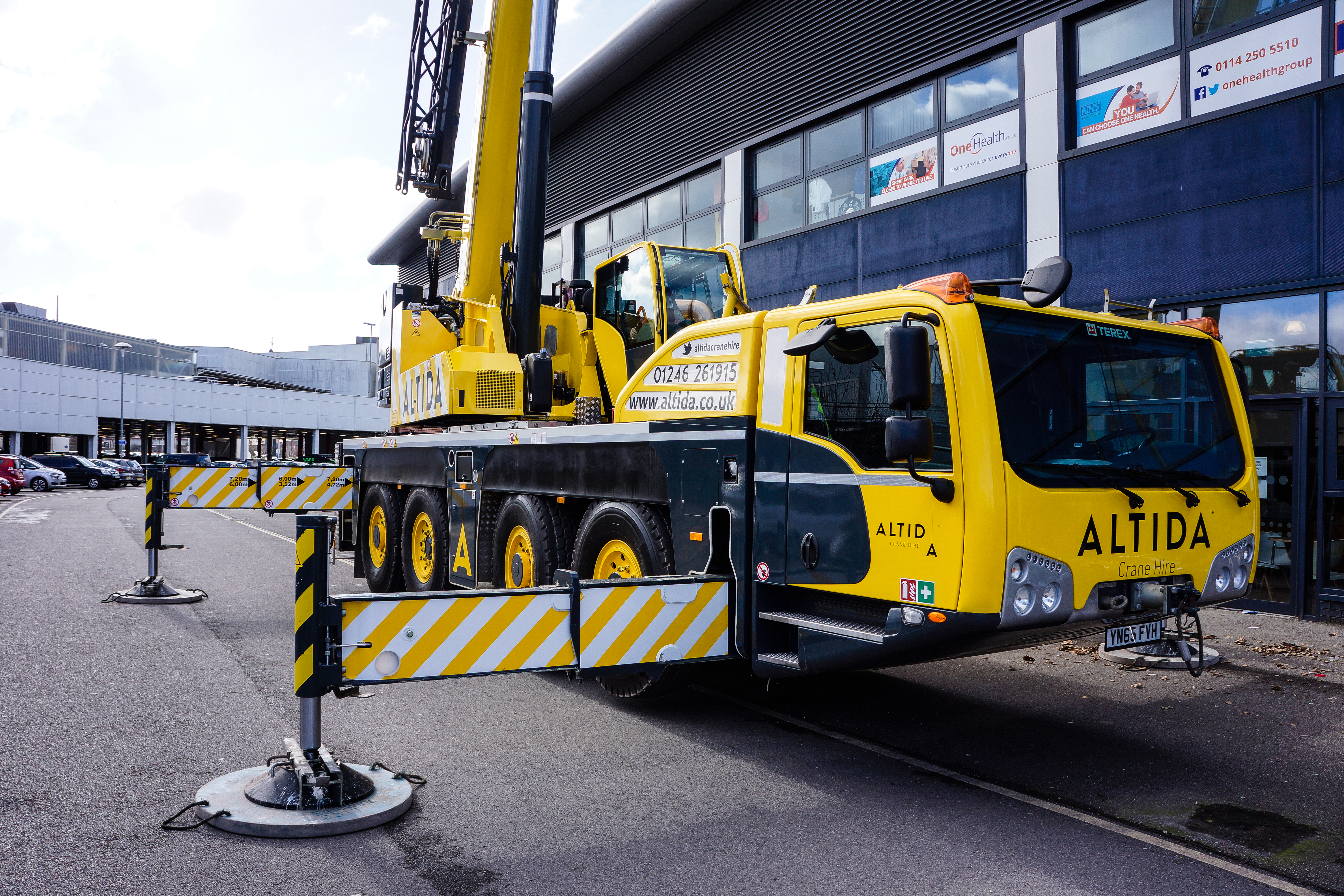 Terex Demag AC 100 Tonne 4L Mobile Crane and Man Riding Cage at ...