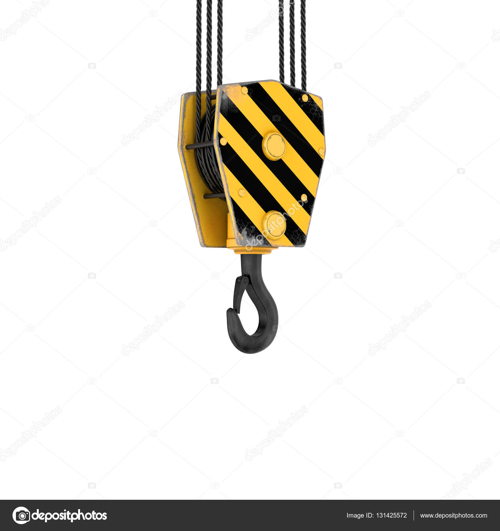 Rendering of tower crane hook isolated on the white background ...