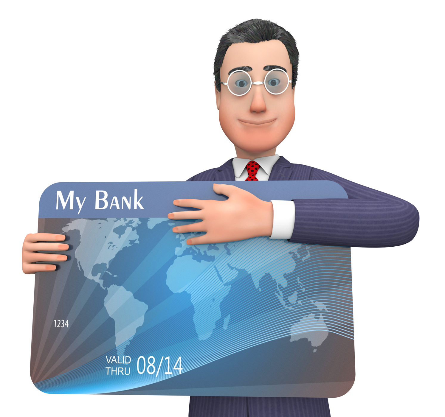 Credit card means business person and bank 3d rendering photo