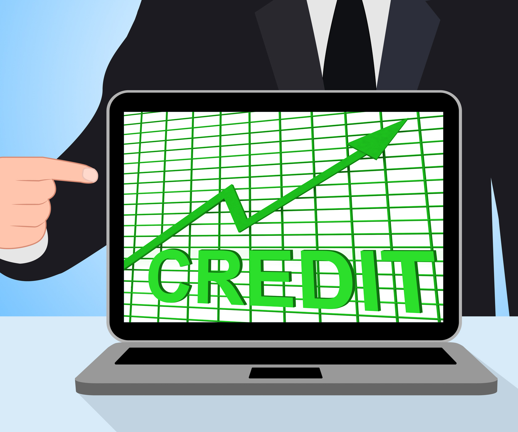 Credit graph chart displays buy increase grow debt photo