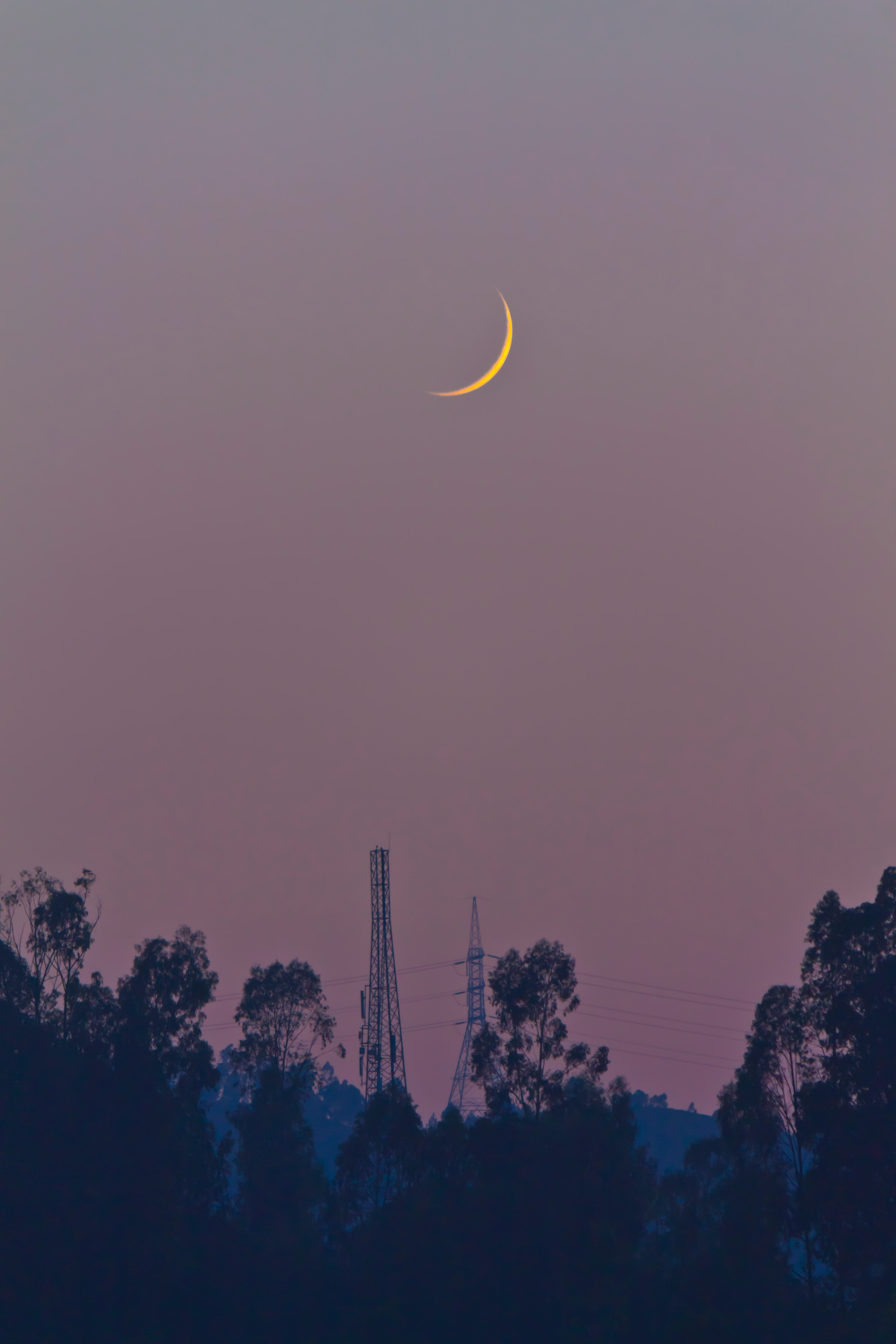 Crescent moon during night photo