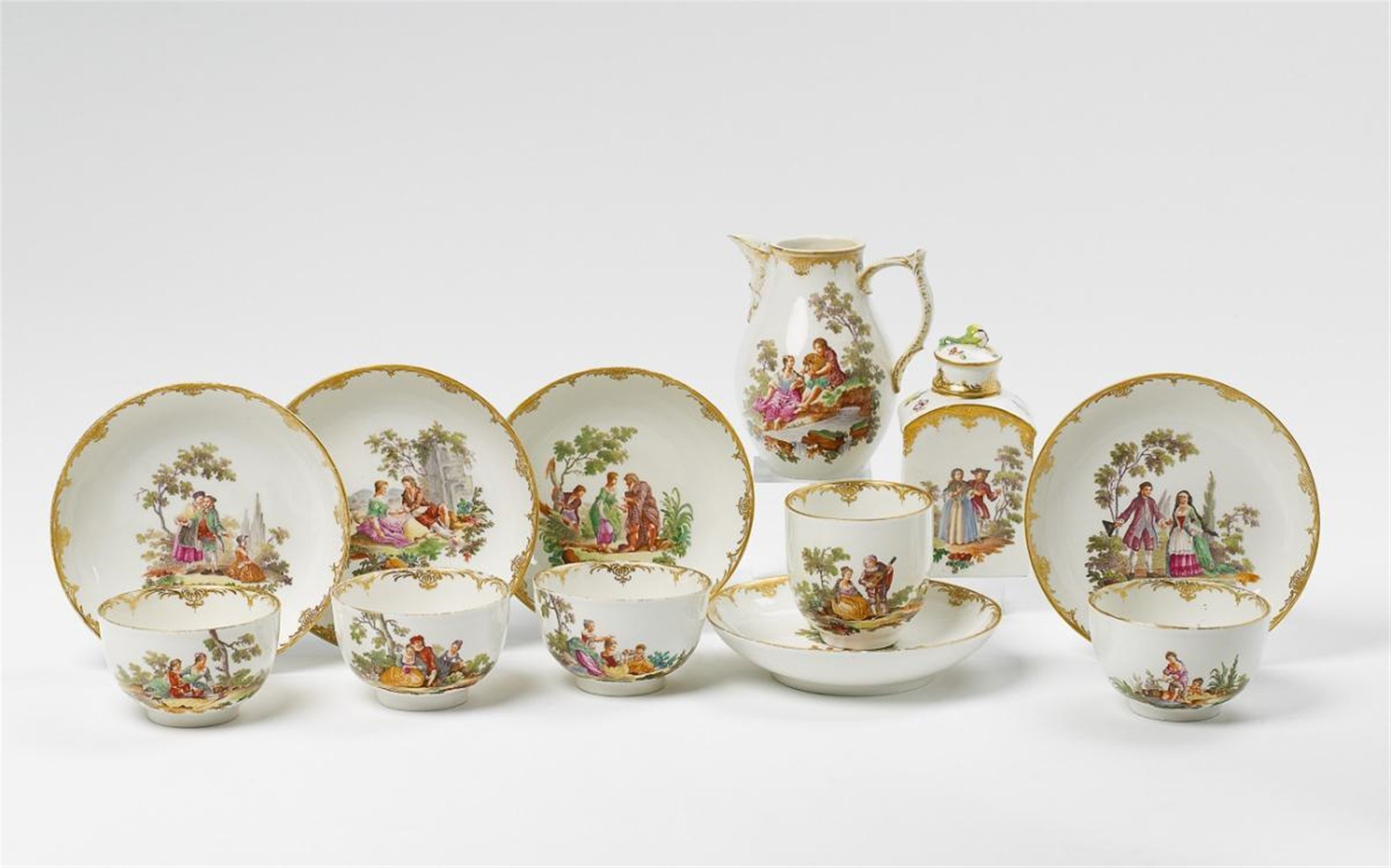 KPM porcelain crockery with courtship scenes. - Auktionshaus Lempertz