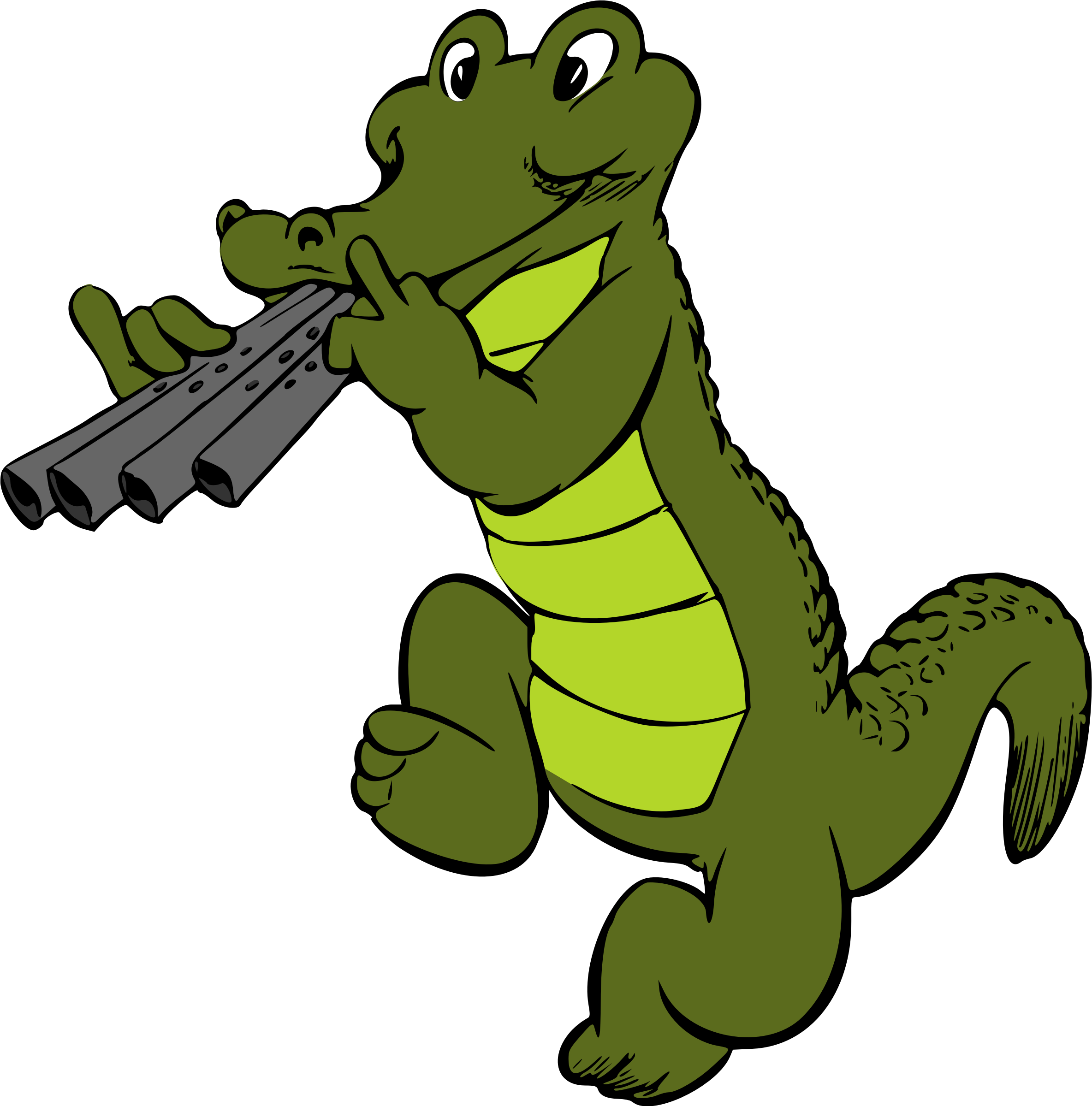Clipart - Musical crocodile (colour)