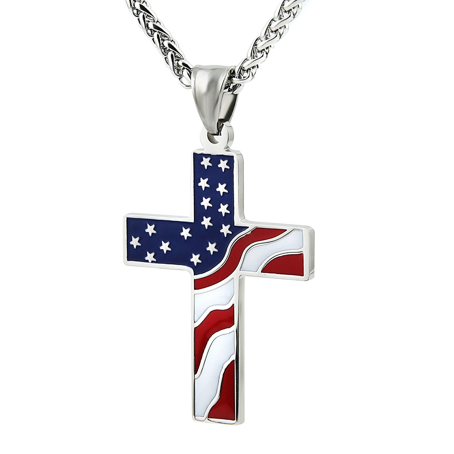American Flag Cross Necklace - FreshChristian