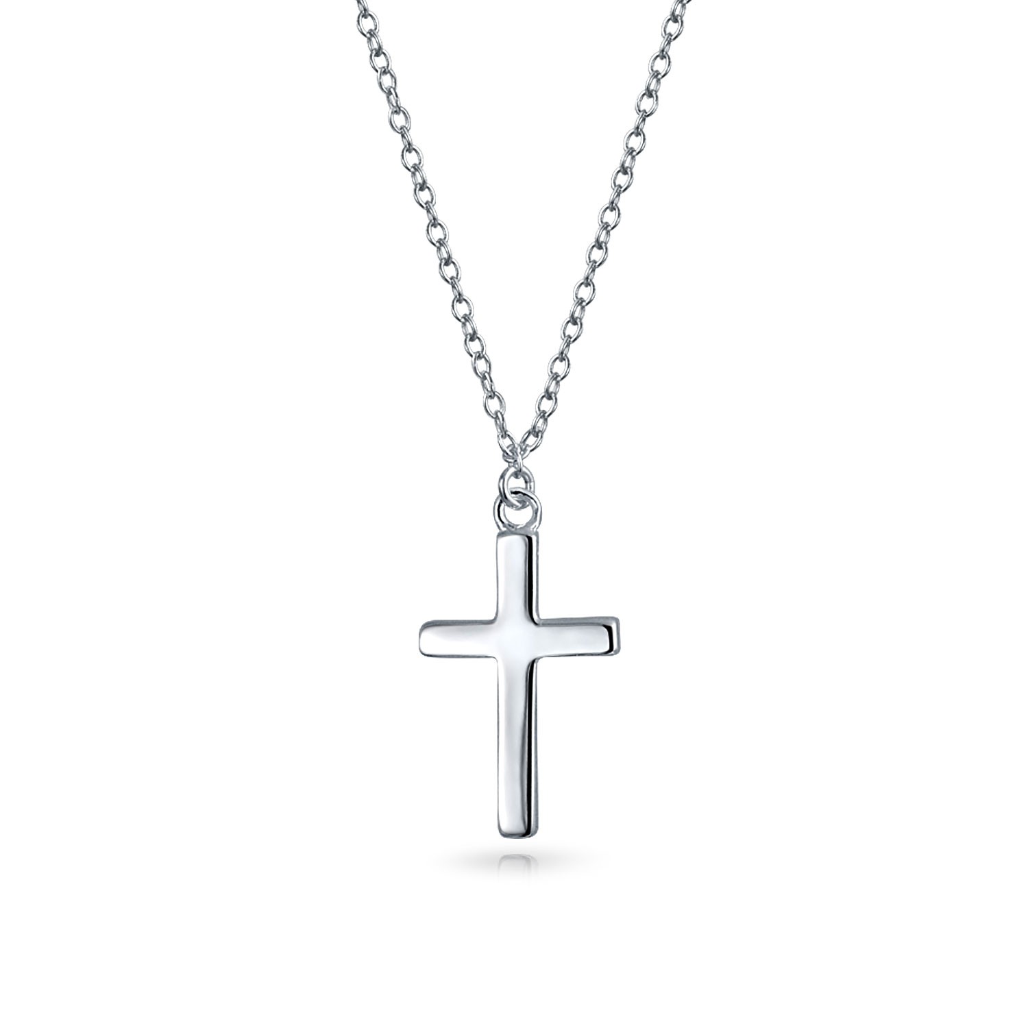 925 Sterling Silver Religious Cross Pendant Necklace 18in