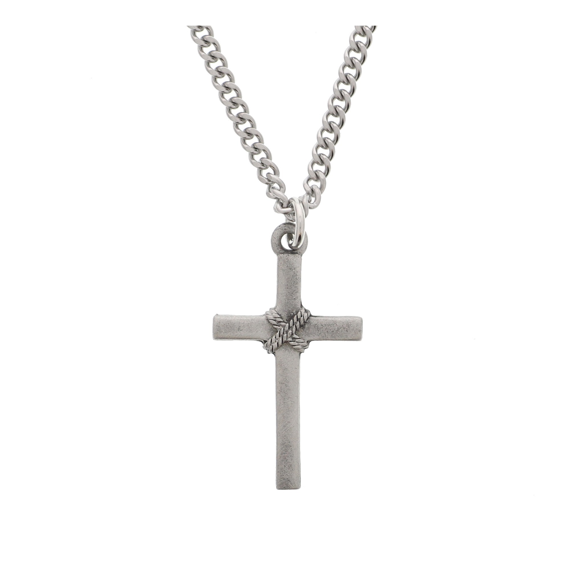 Pewter Rope Cross Necklace | The Catholic Company