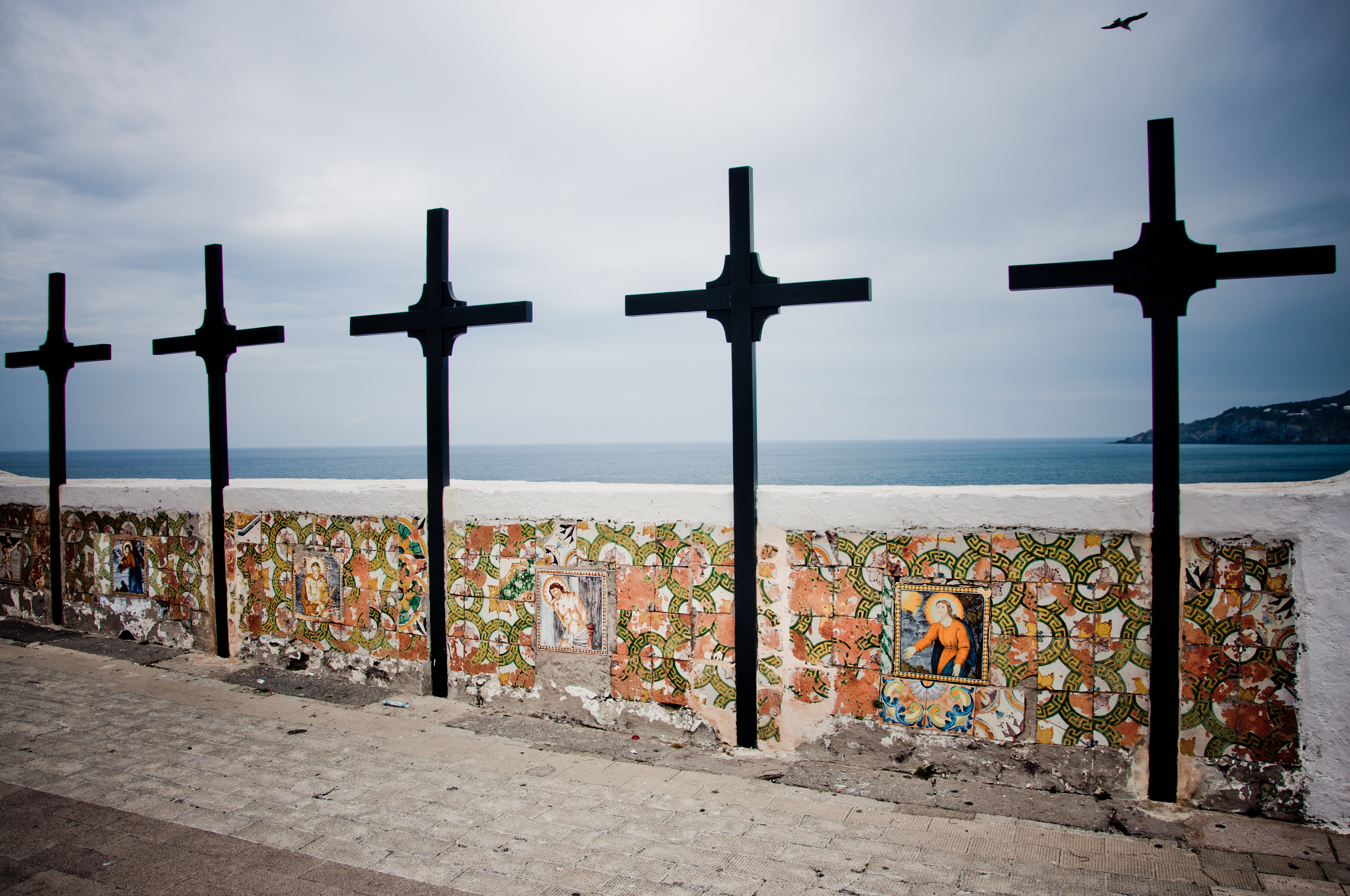 Crosses, church of soccorso, ischia photo