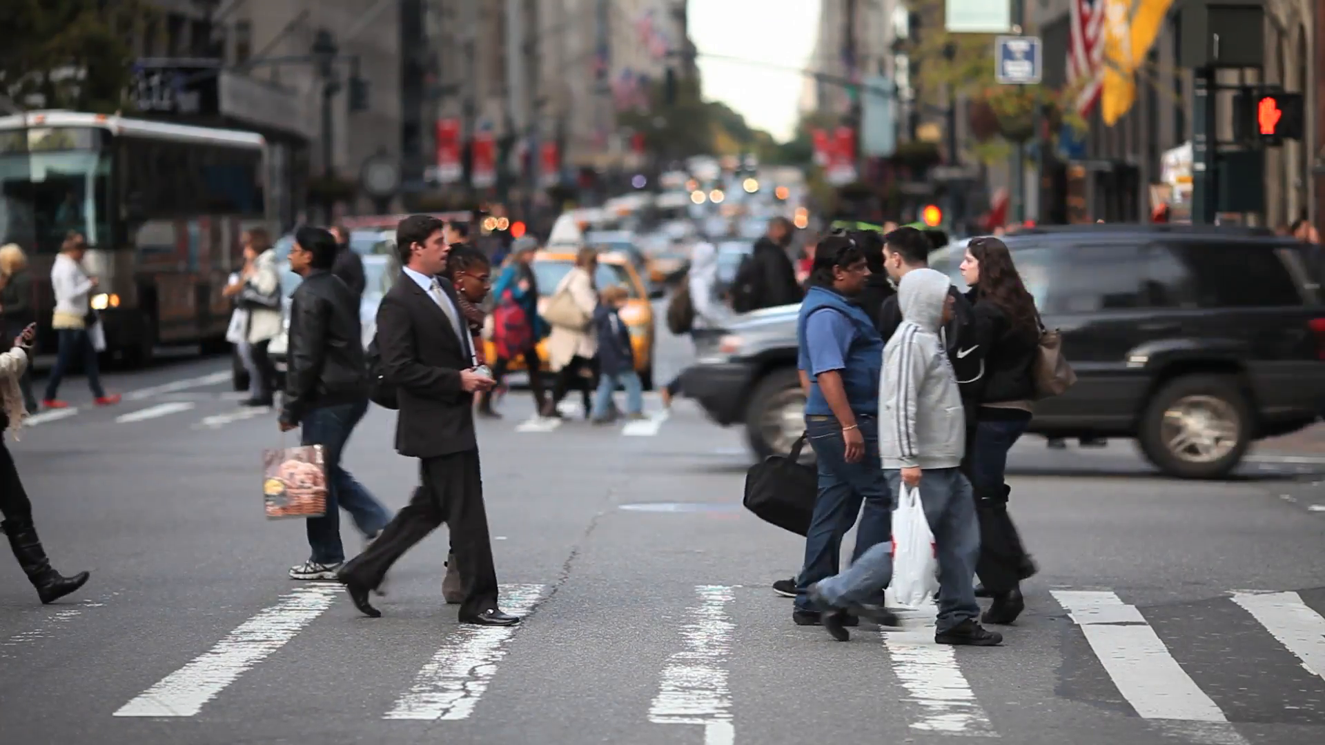 Crowd crossing street new york city NY NYC pedestrian people Stock ...
