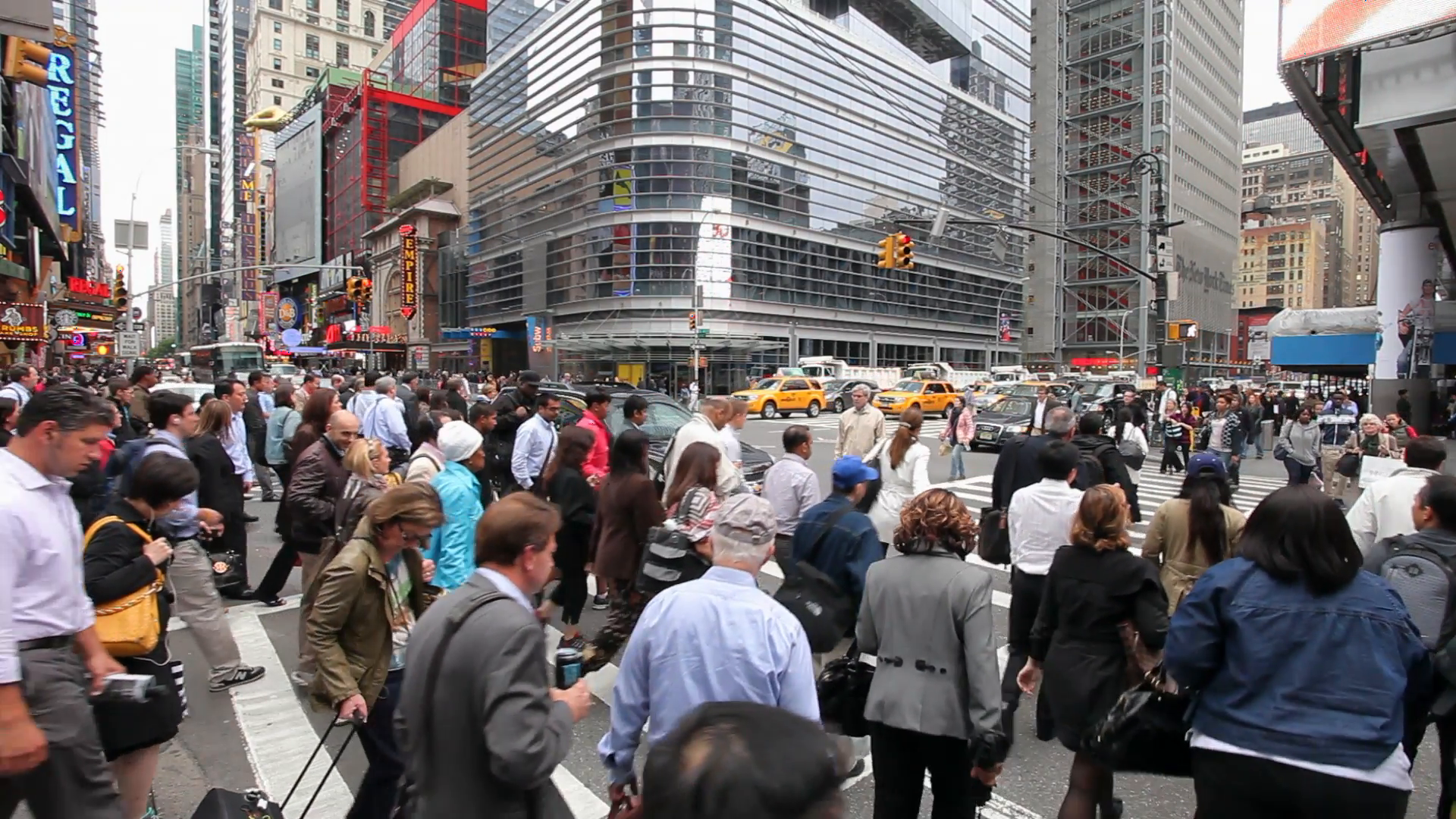 Crowd Walking crossing street New York City NY NYC 24P Stock Video ...