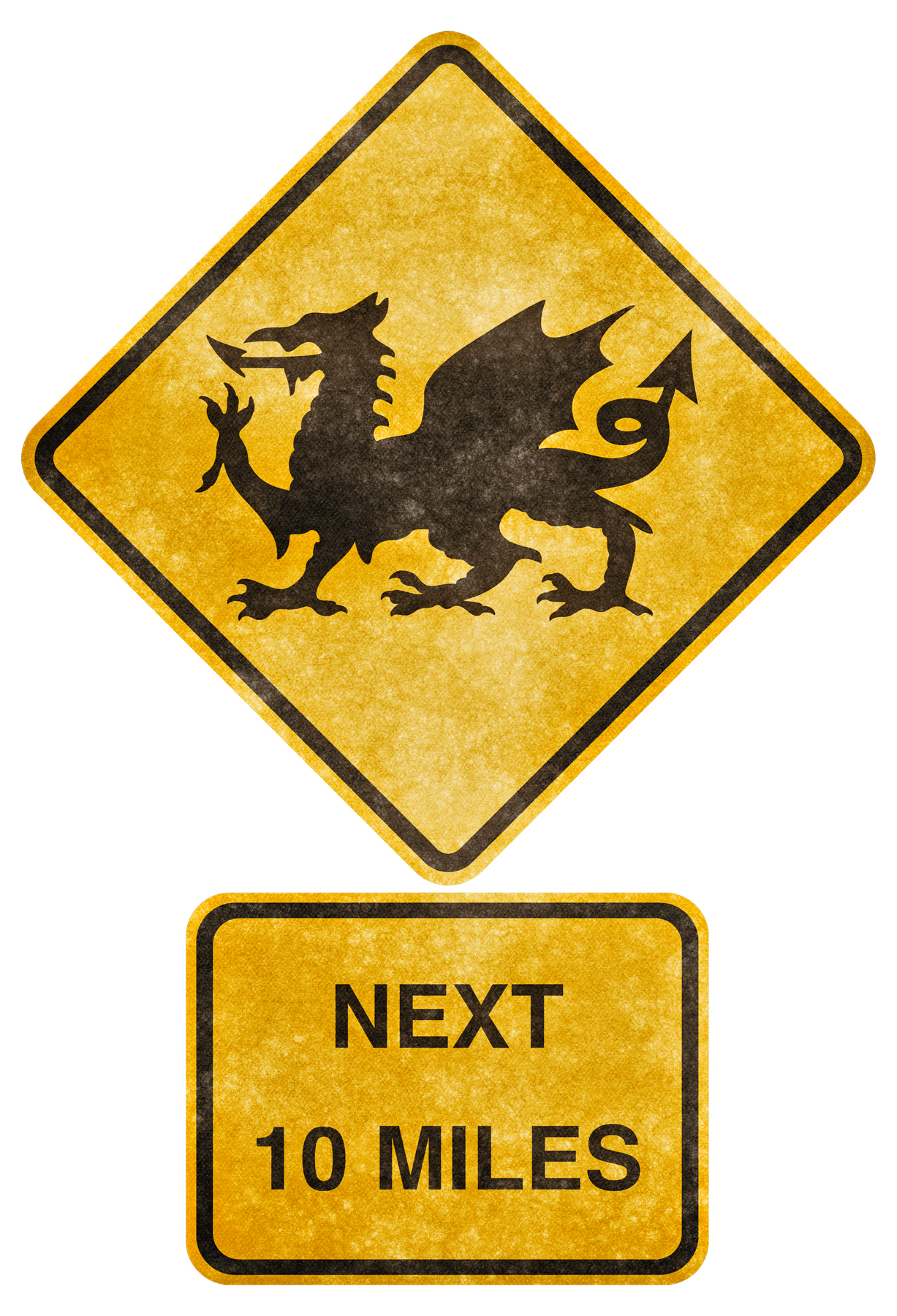 Crossing road grunge sign - welsh dragon photo