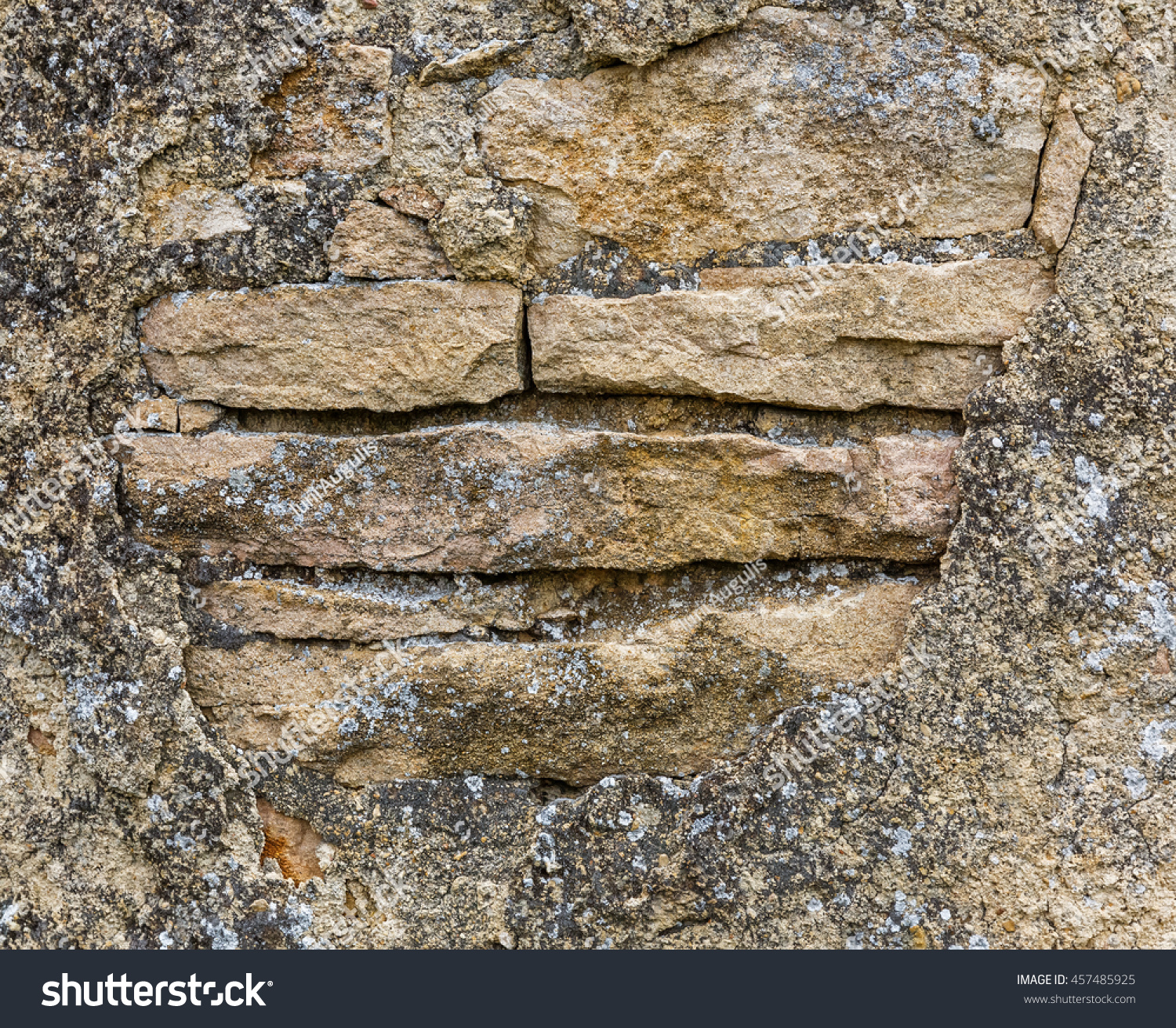 Old Stone Wall Crumbling Plaster Closeup Stock Photo 457485925 ...