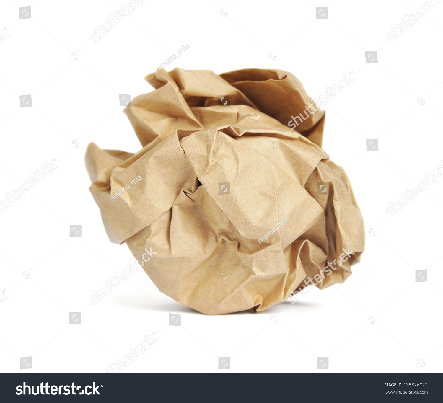 Brown Crumpled Paper Ball Isolated On Stock Photo (Royalty Free ...