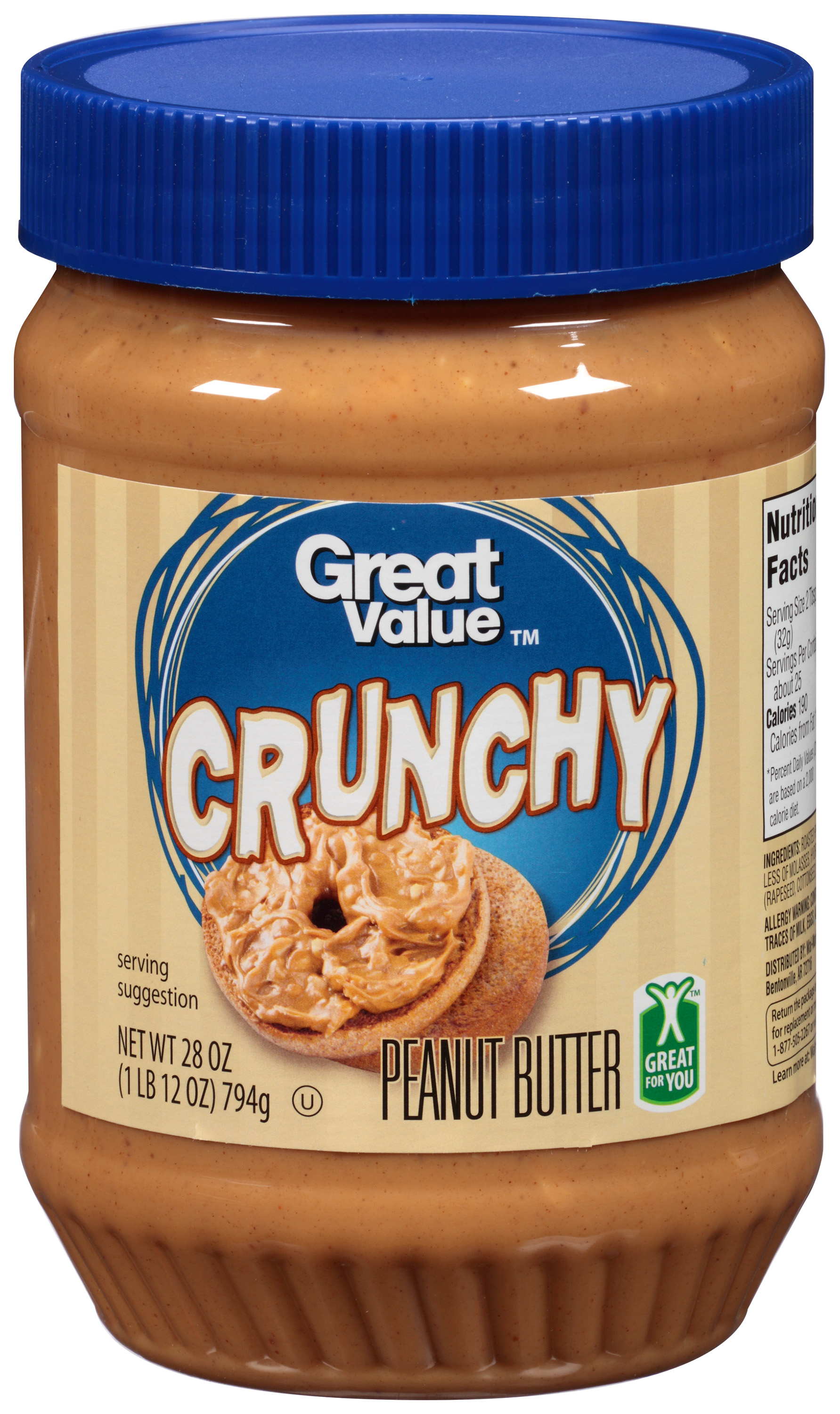Great Value Crunchy Peanut Butter, 28 oz - Walmart.com