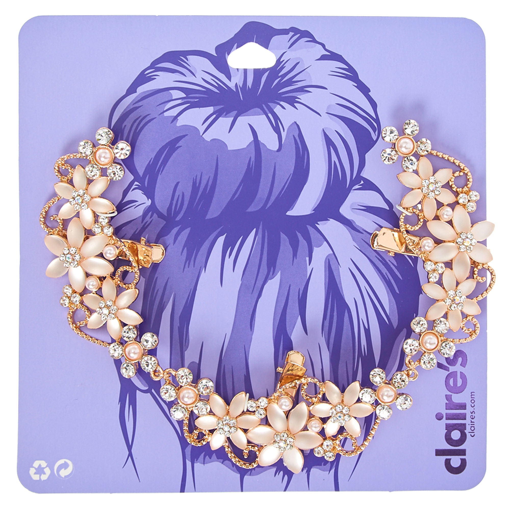 Frosted Crystal Flower Gold-tone Hair Swag | Claire's US