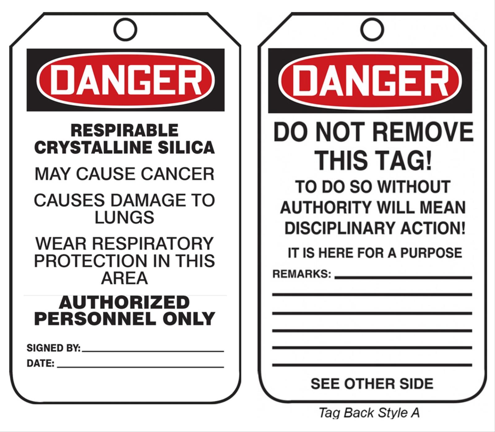 Safety Products Inc - OSHA Danger Safety Tags, Respirable ...