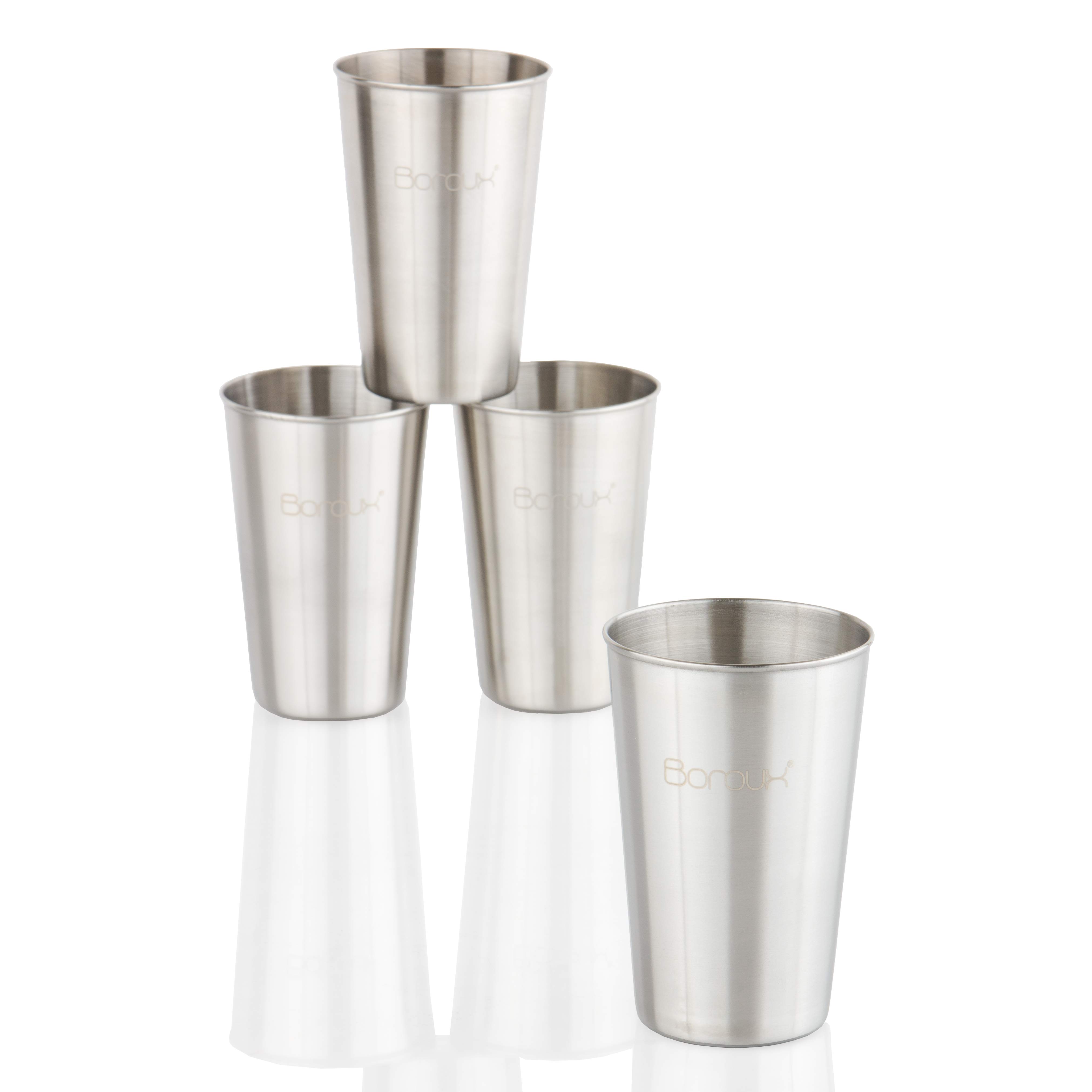12 oz. Stainless Steel Cups (Set of 4) - Boroux | Modern Glass Water ...