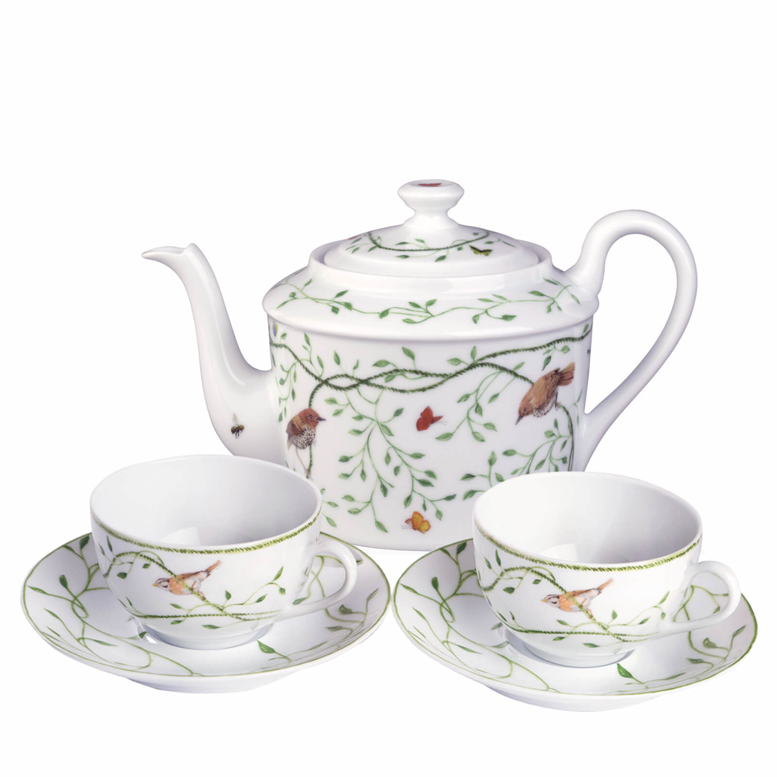 Set of two tea cups, saucers and teapot - Eden Being