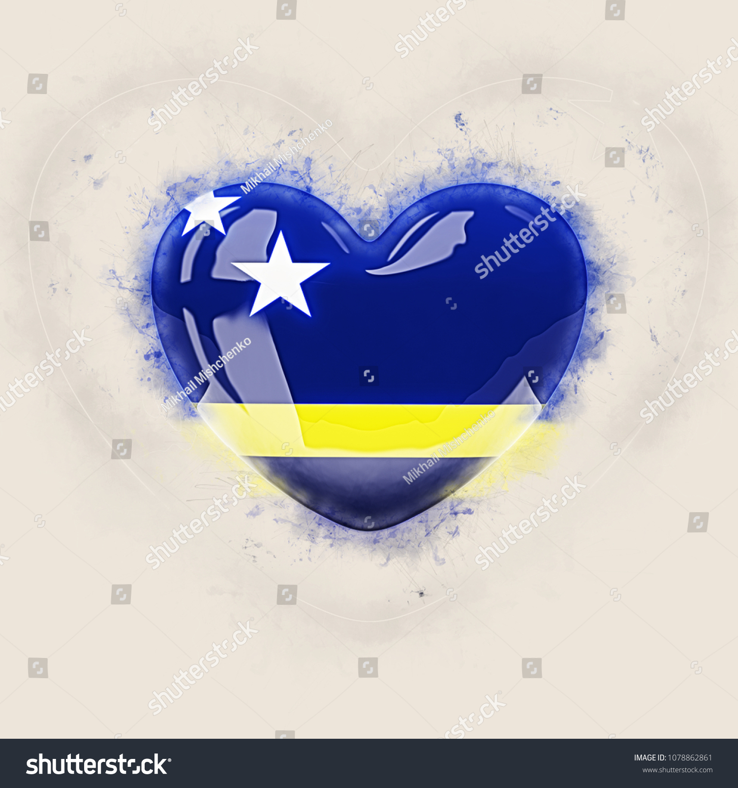 Heart Flag Curacao Grunge 3d Illustration Stock Illustration ...