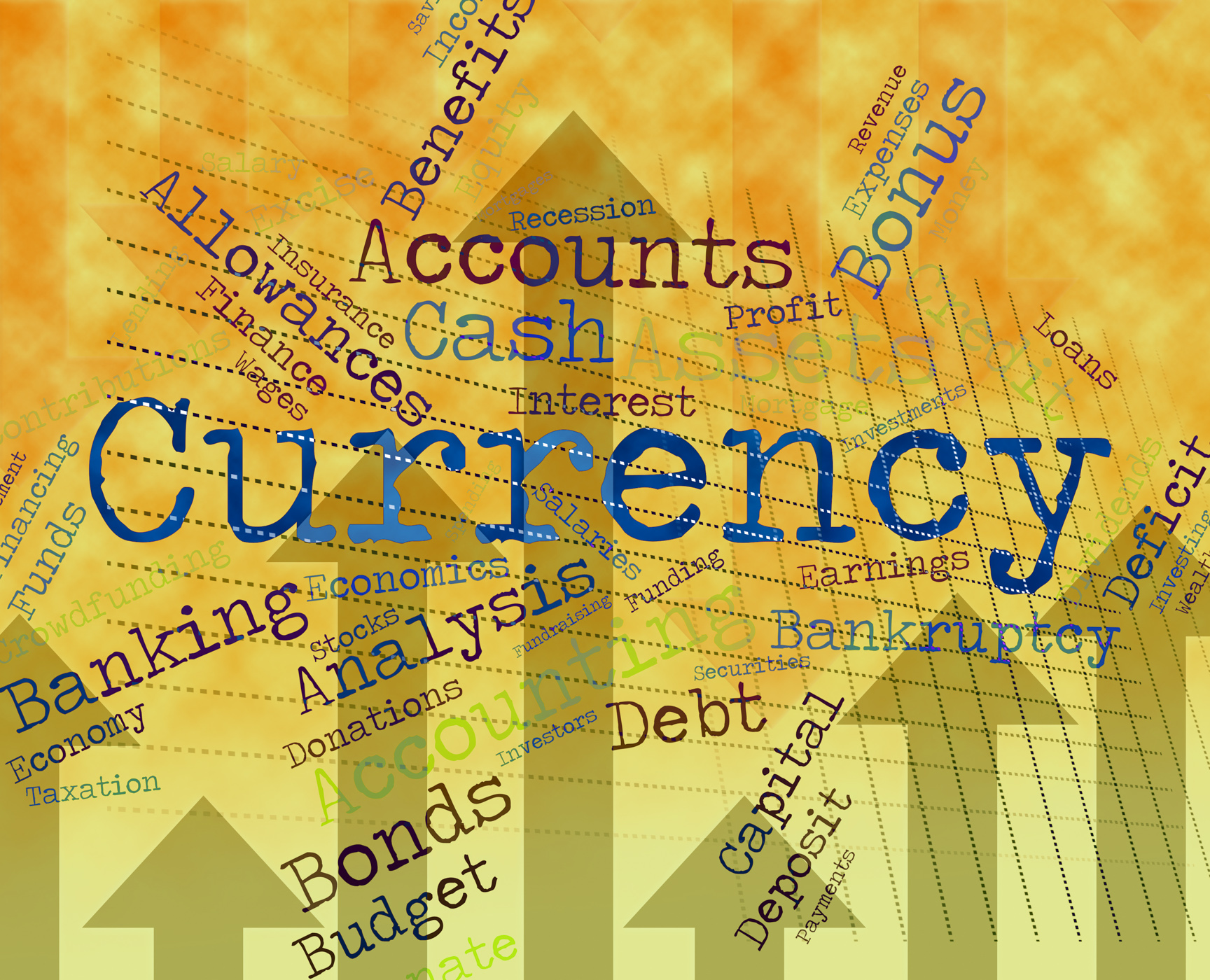 Currency word shows exchange rate and coinage photo