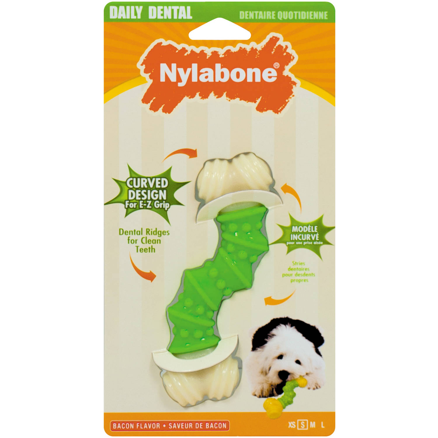 Nylabone Daily Dental Curve, Bacon, Small - Walmart.com