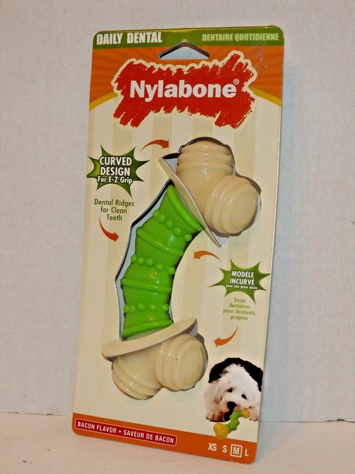 Nylabone Daily Dental Dog Chew Bacon Flavor Size Medium NTG221W | eBay