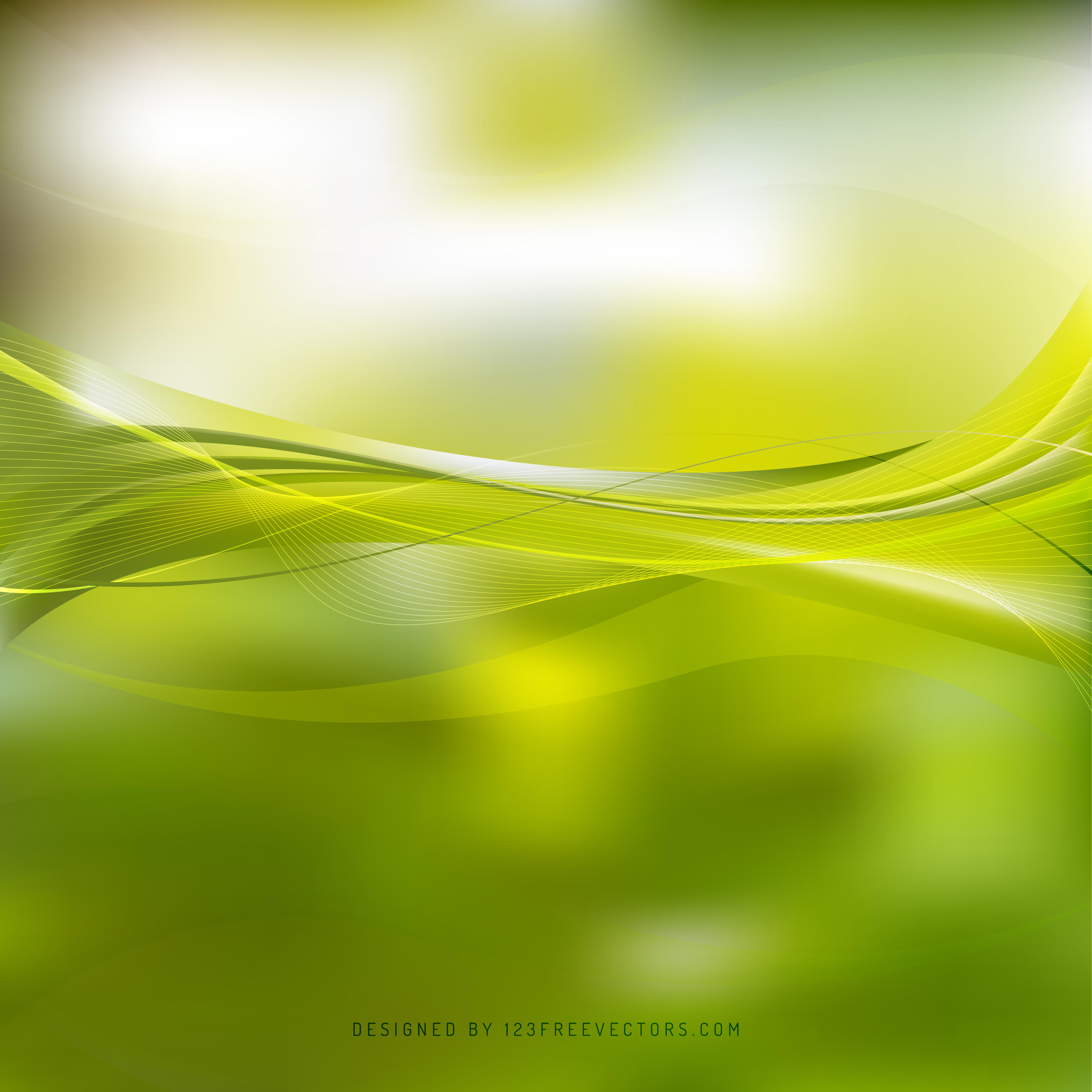 Yellow Green Curved Lines Background Template | 123Freevectors