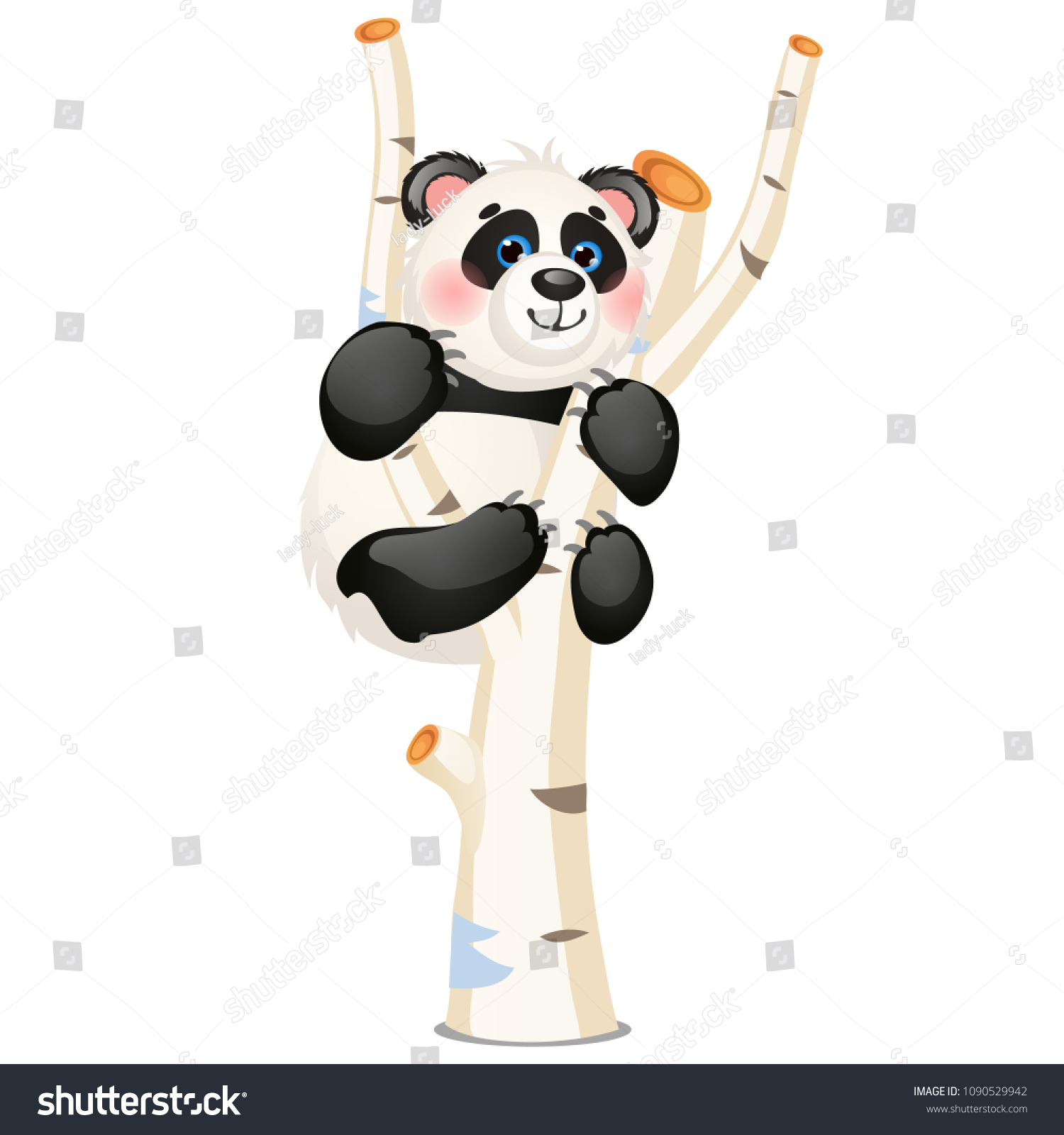 Cute Fun Animated Panda Sitting On Stock Vector (2018) 1090529942 ...