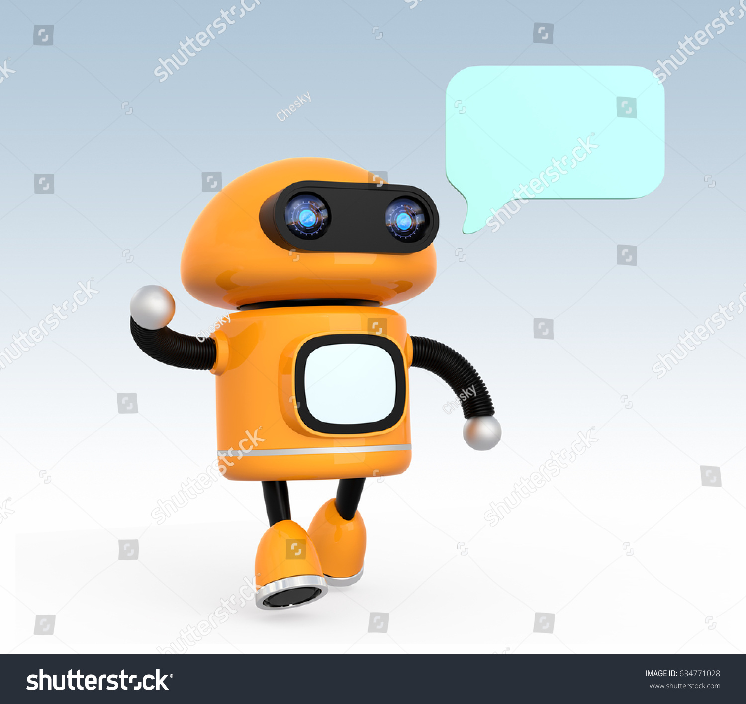 Cute Orange Robot Text Bubble Isolated Stock Illustration 634771028 ...
