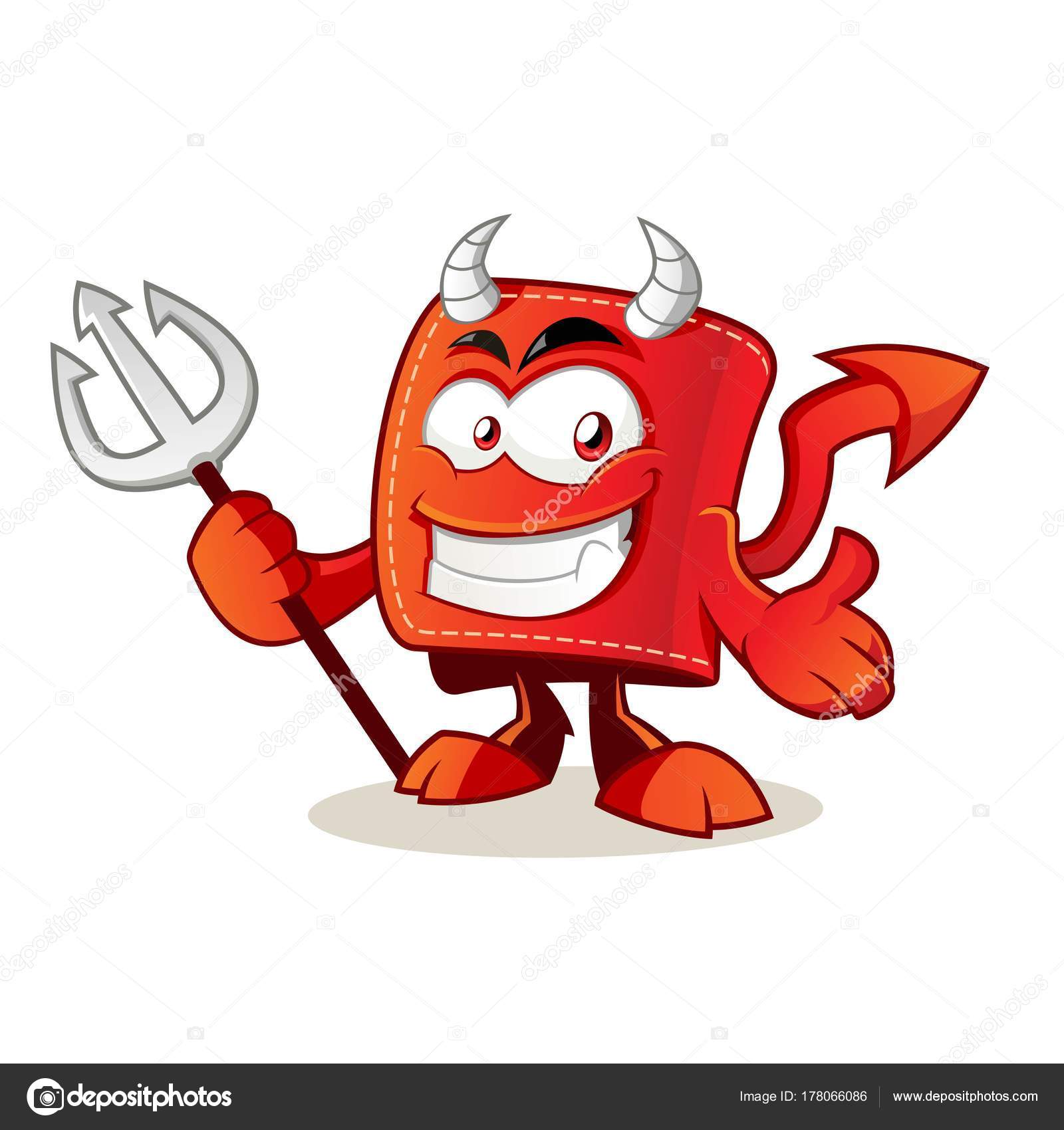 Cute Devil Wallet Cartoon Character Holding Trident — Stock Vector ...
