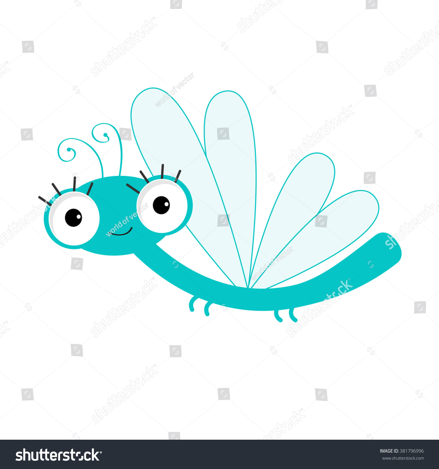 Cute Cartoon Dragonfly Character Insect Isolated Stock Illustration ...