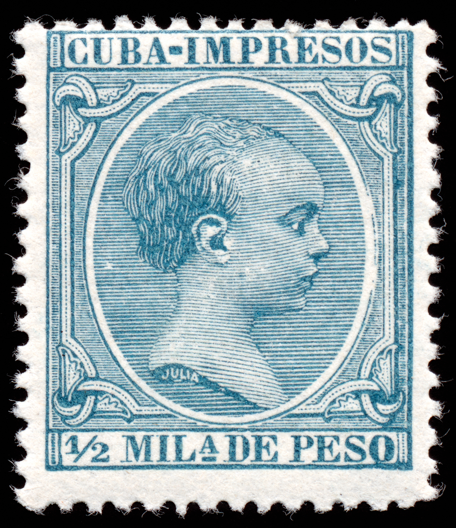 Cyan King Alfonso XIII Stamp, 1, Postmark, Resource, Resolution, HQ Photo