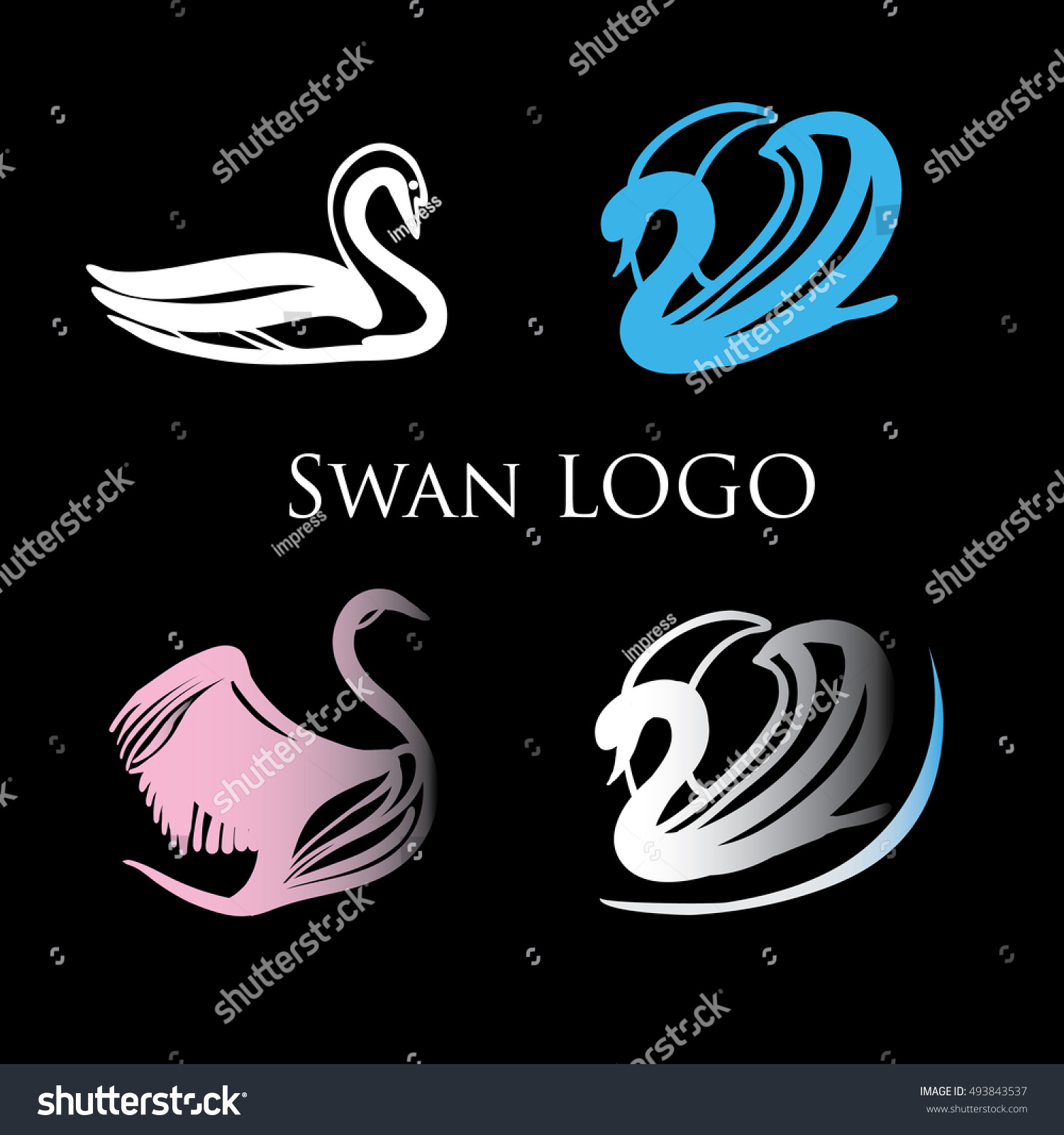 Vector Illustration Black Swans Logo Design Stock Vector 493843537 ...