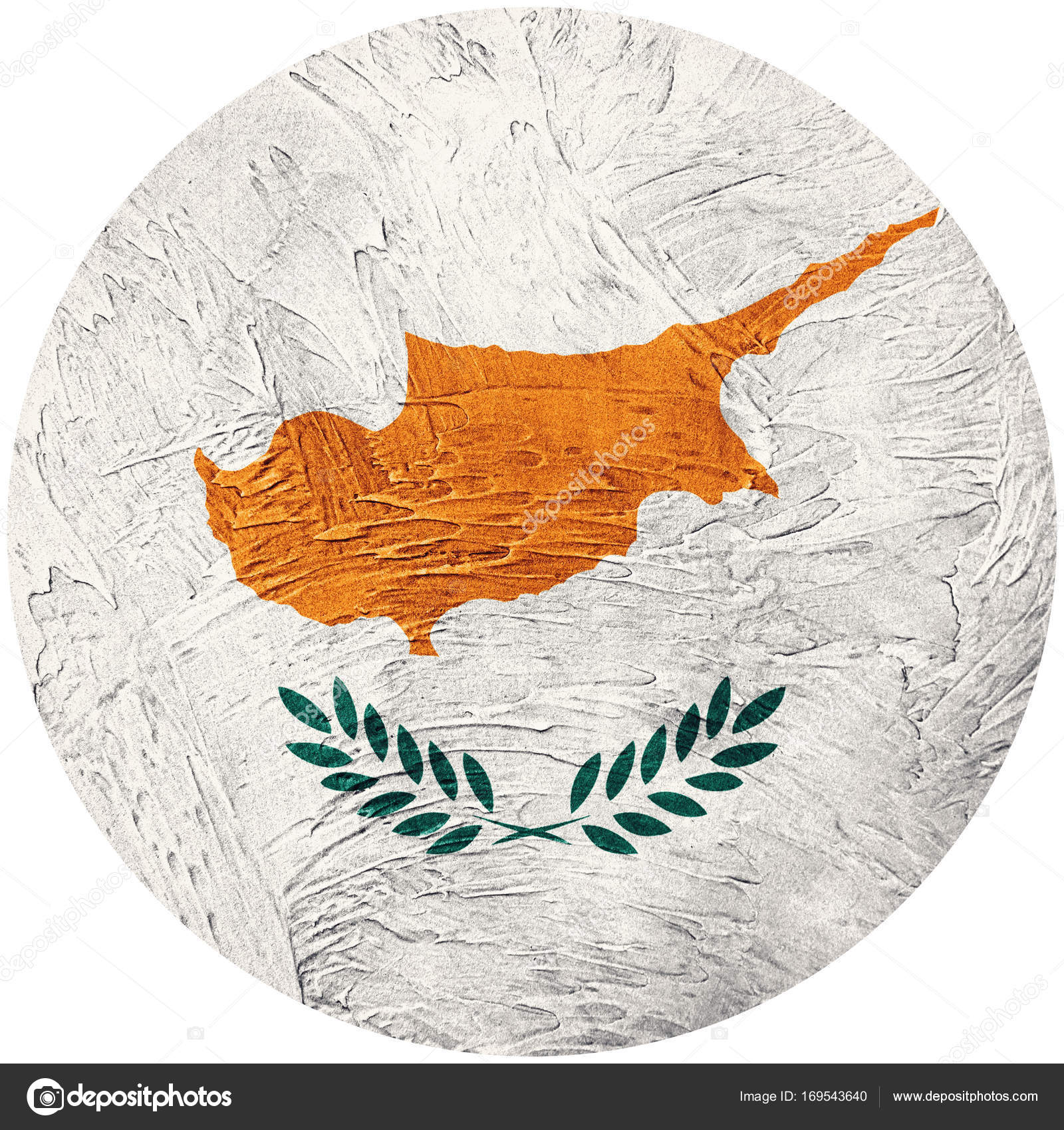 Grunge Cyprus flag. Cyprus button flag Isolated on white backgro ...