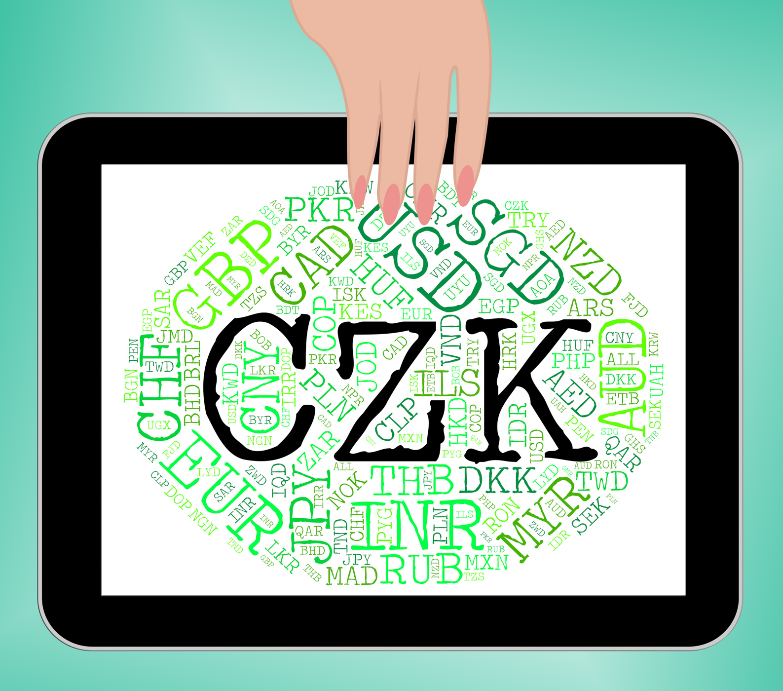 Czk Currency Indicates Worldwide Trading And Coinage, Banknote, Foreigncurrency, Words, Wordcloud, HQ Photo