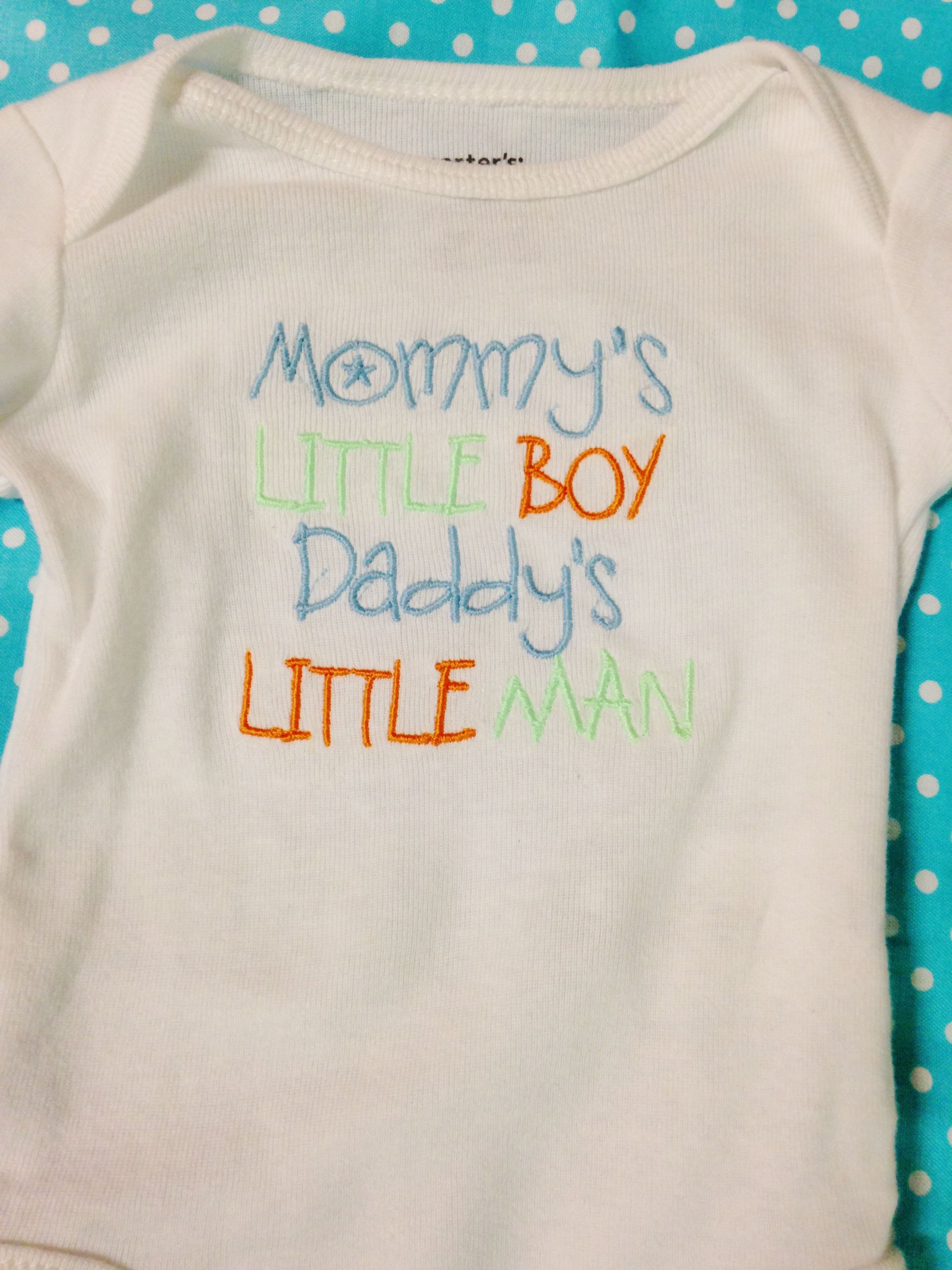Mommy's Little Boy Daddy's Little Man - Embroidered Onesie | Camden ...