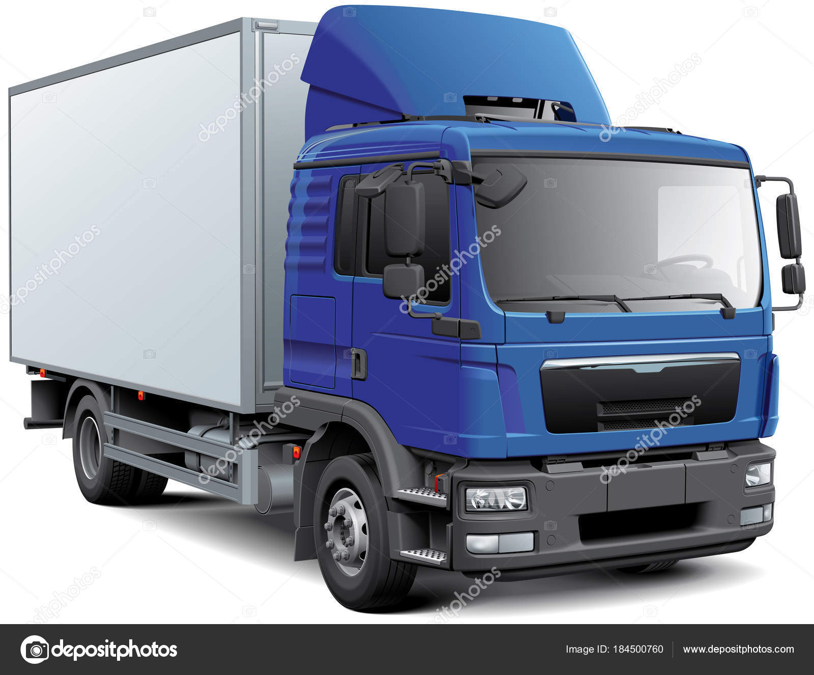 Box truck with blue cabine — Stock Vector © bussja #184500760