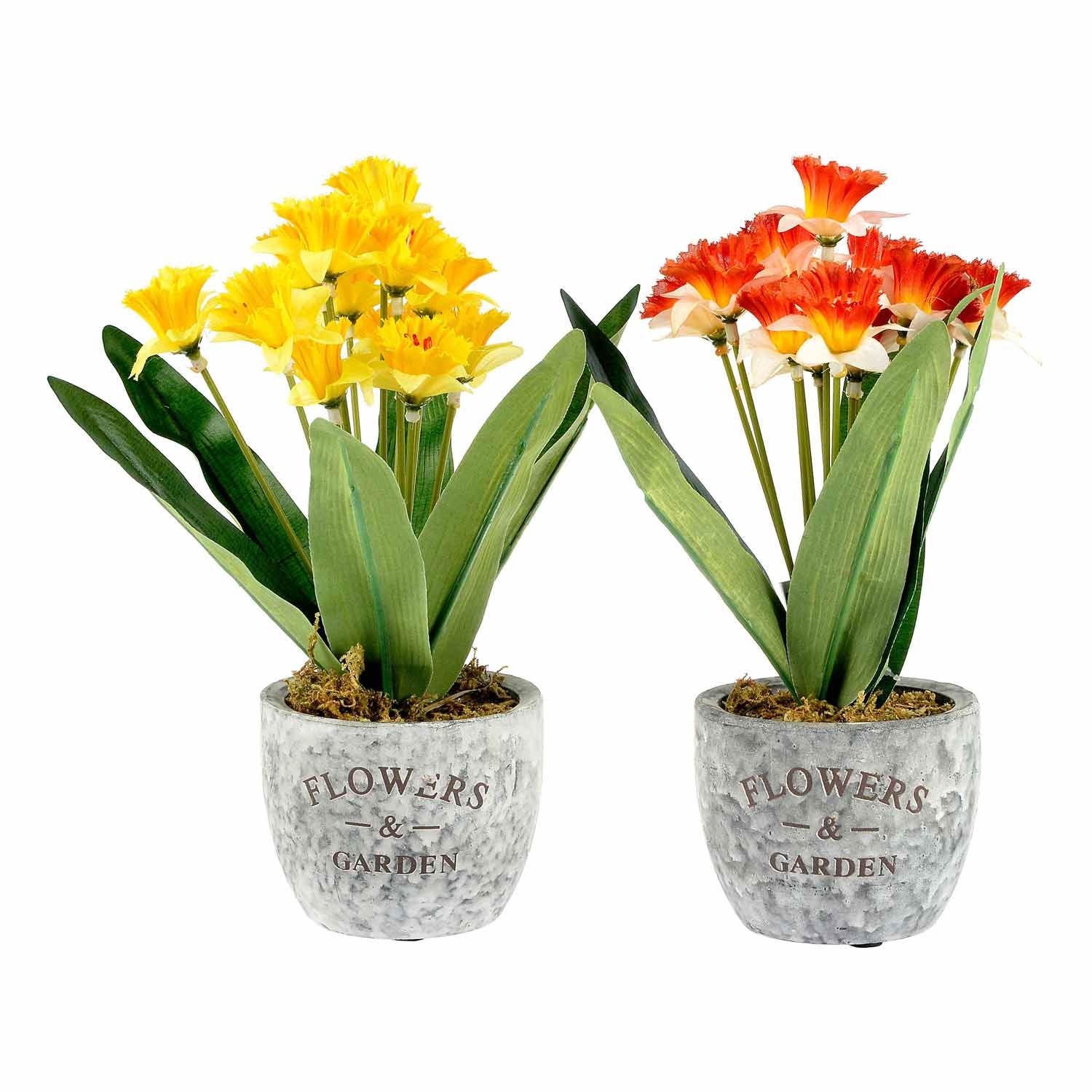 Artificial Narcissus Daffodil Plant in Ceramic Pot Yellow & Orange ...