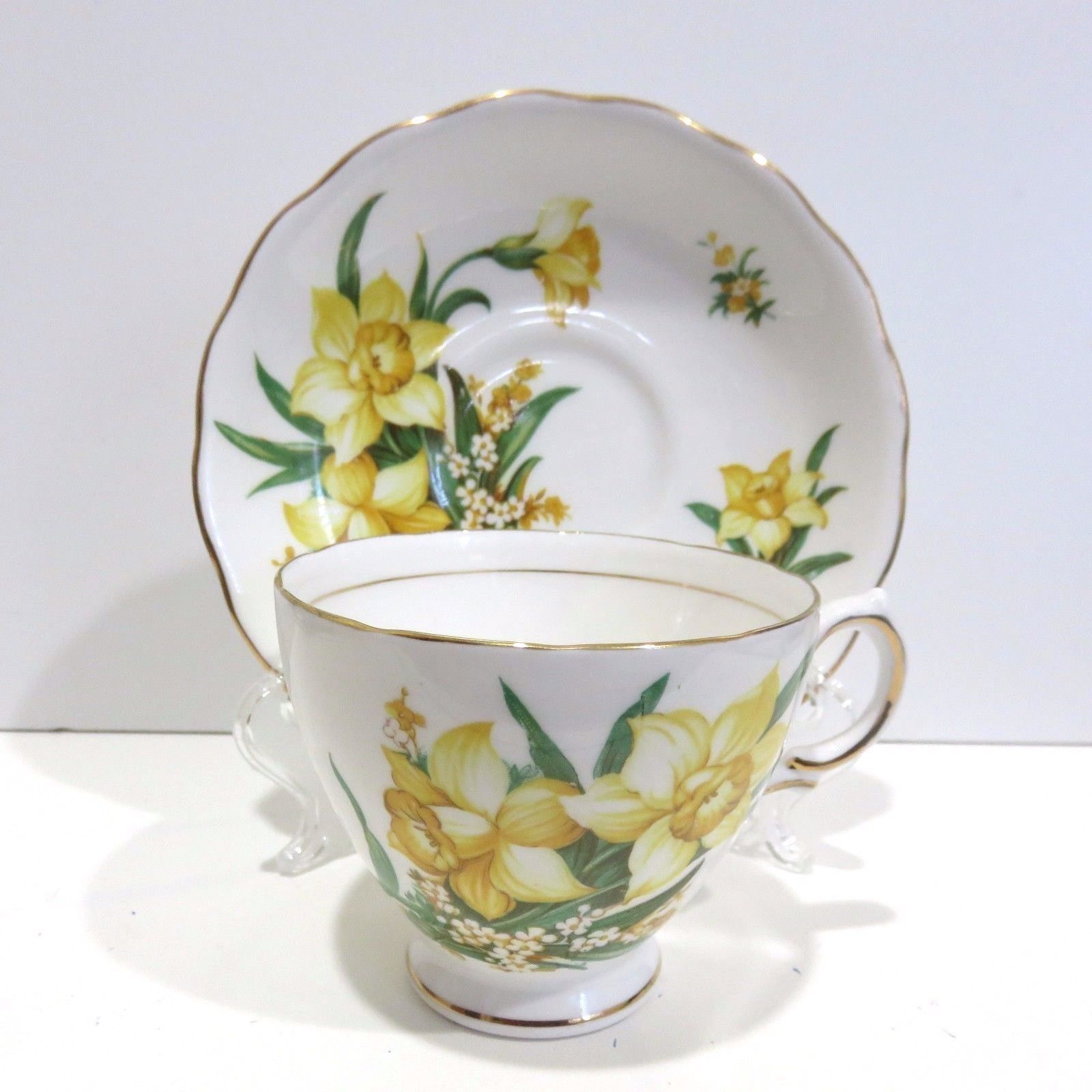 1950s Royal Vale Bone China Teacup Saucer from England Daffodils ...
