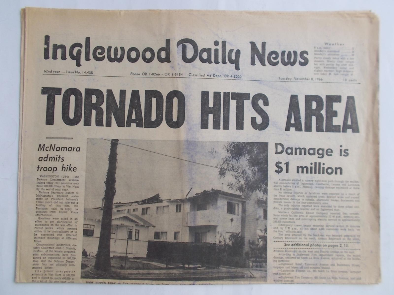 Inglewood Daily News (Tuesday, November 8, 1966) Newspaper (Cover ...