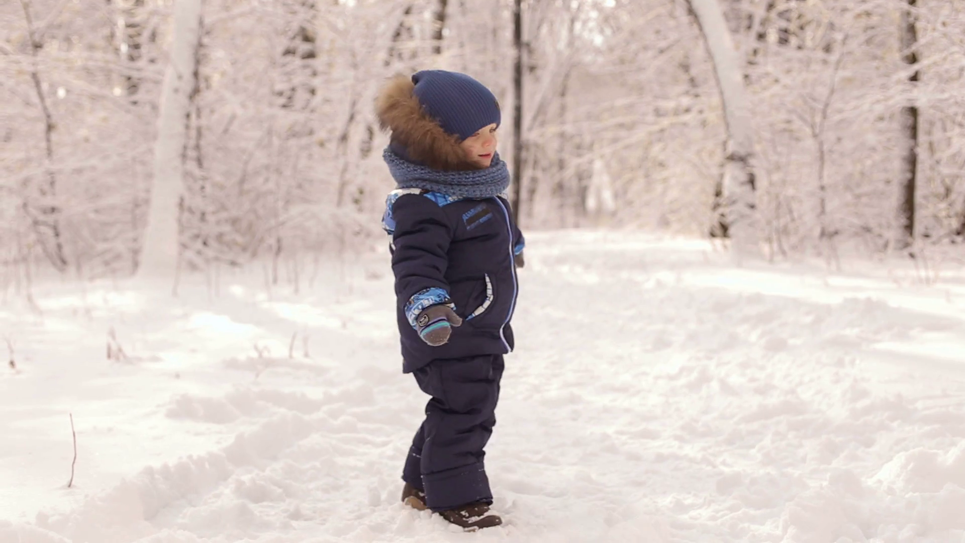Little boy dancing in winter Park. Stock Video Footage - VideoBlocks