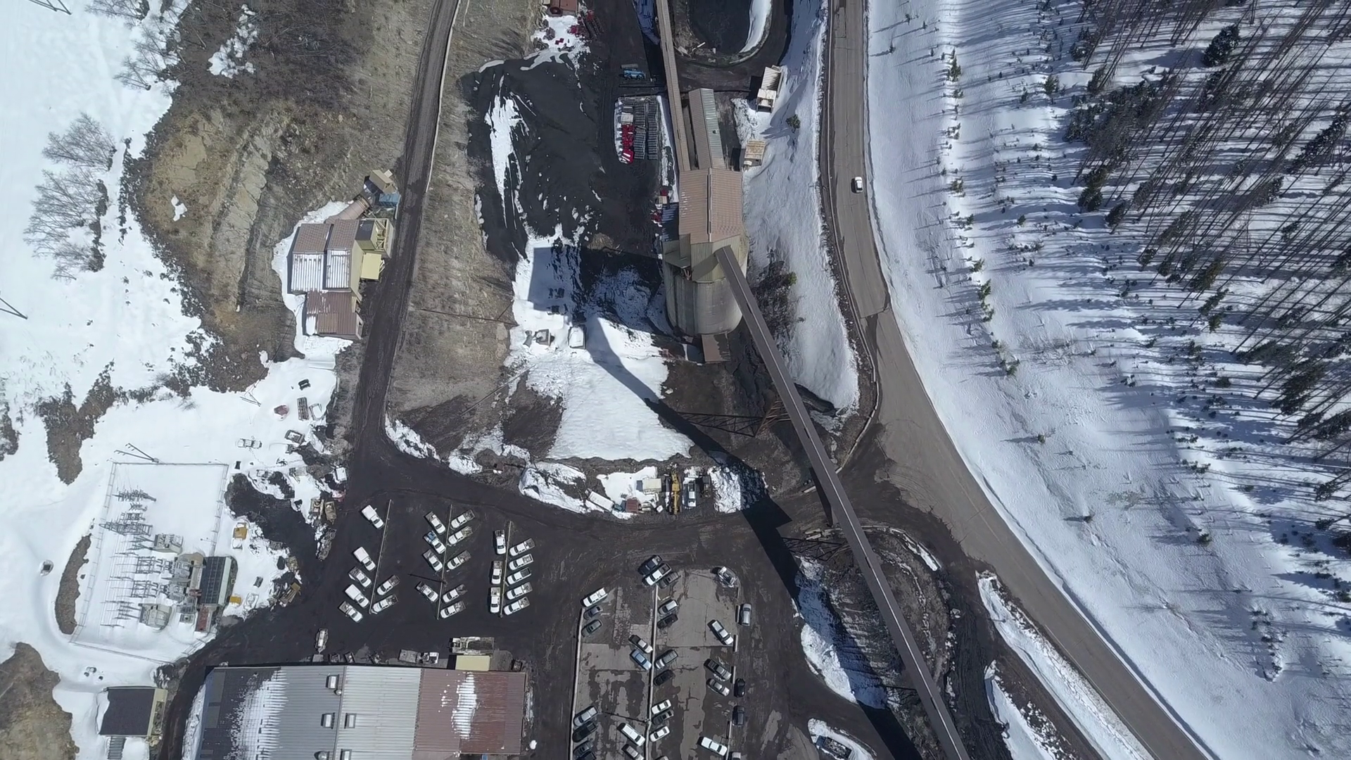 Aerial Coal Mine Industrial Winter Snow Overhead Part 2 4K 872 ...