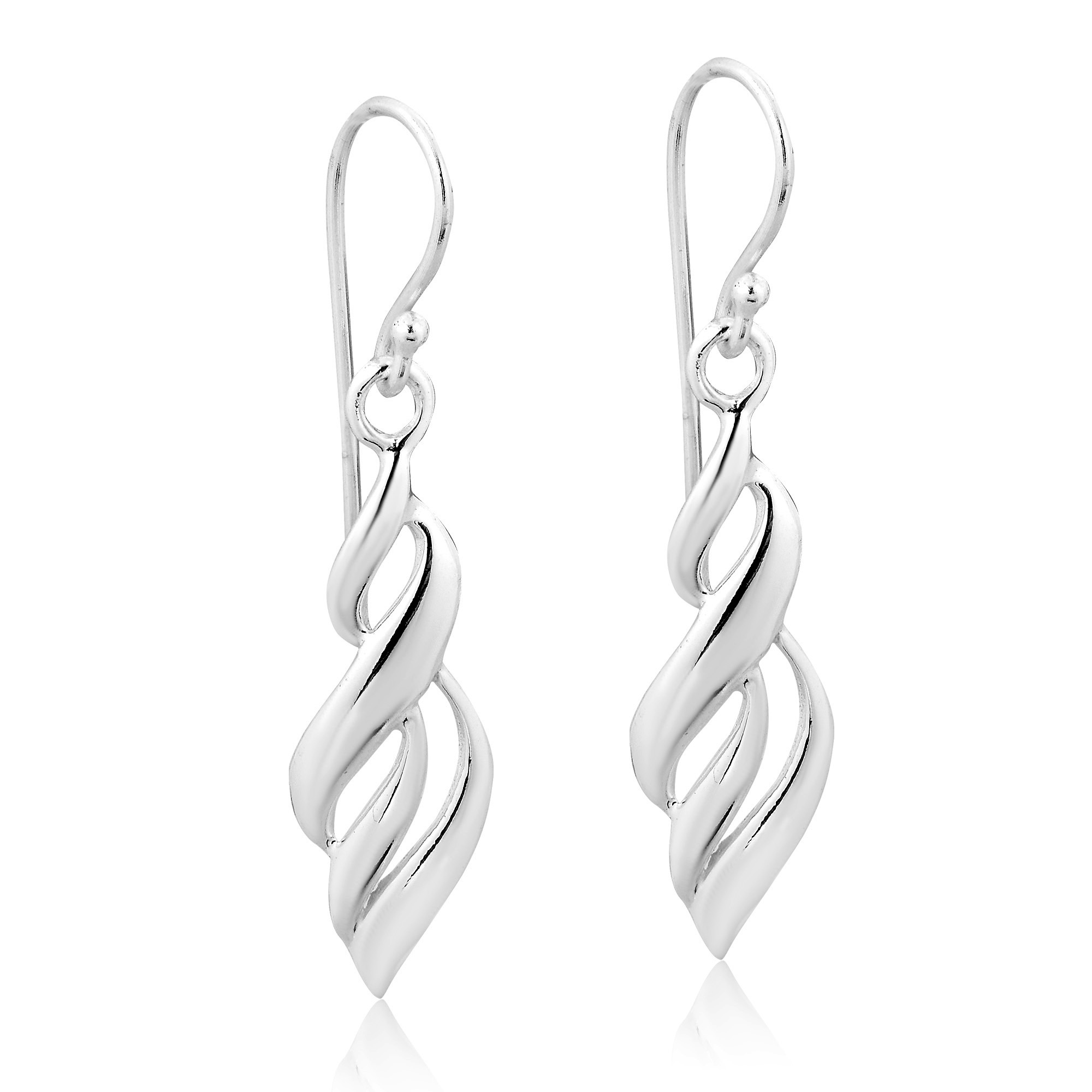 Classy Twisted Feather Infinity .925 Sterling Silver Dangle Earrings ...
