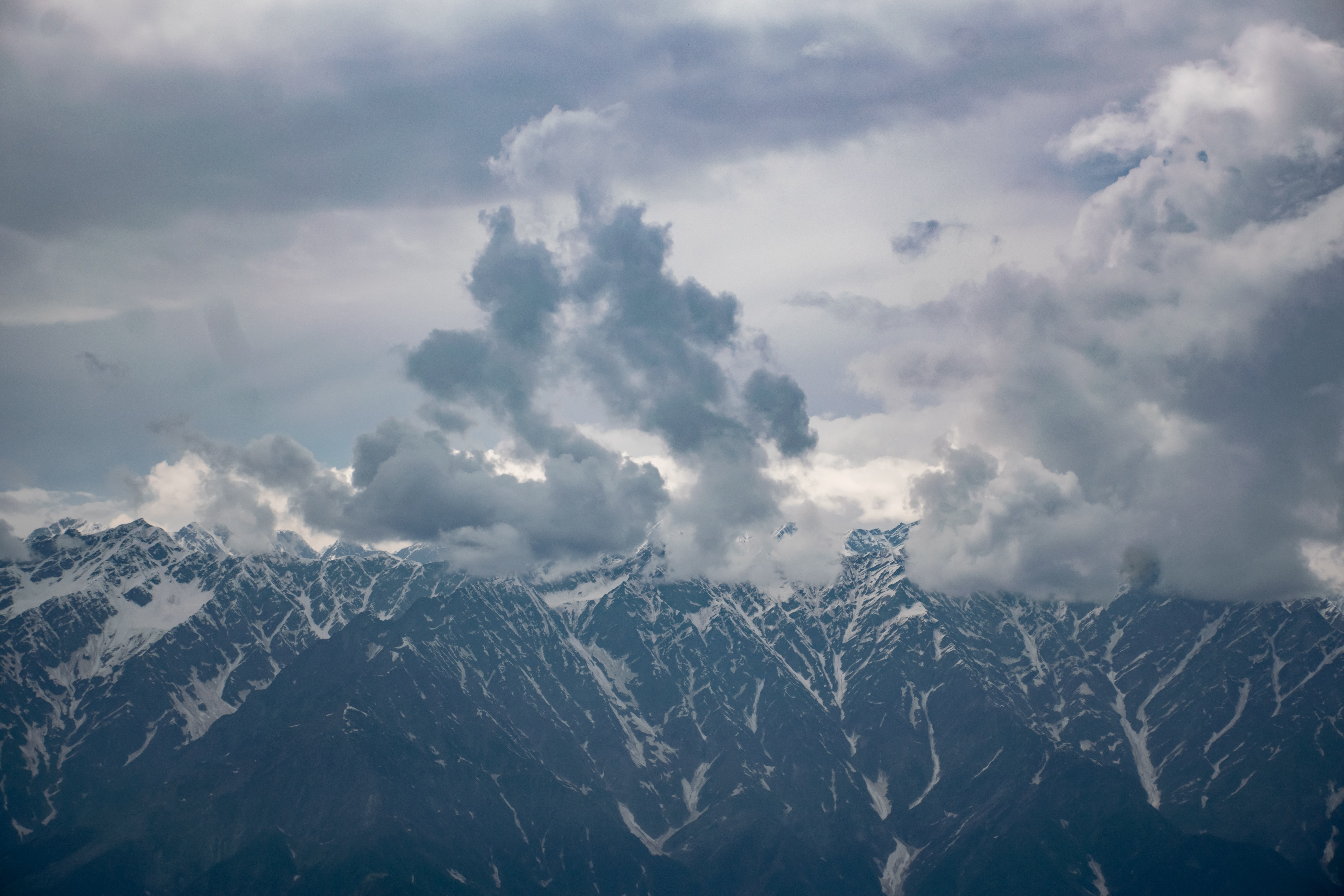 Dark Clouds, Mountains, Wide angle photography, Weather, Snowy, HQ Photo