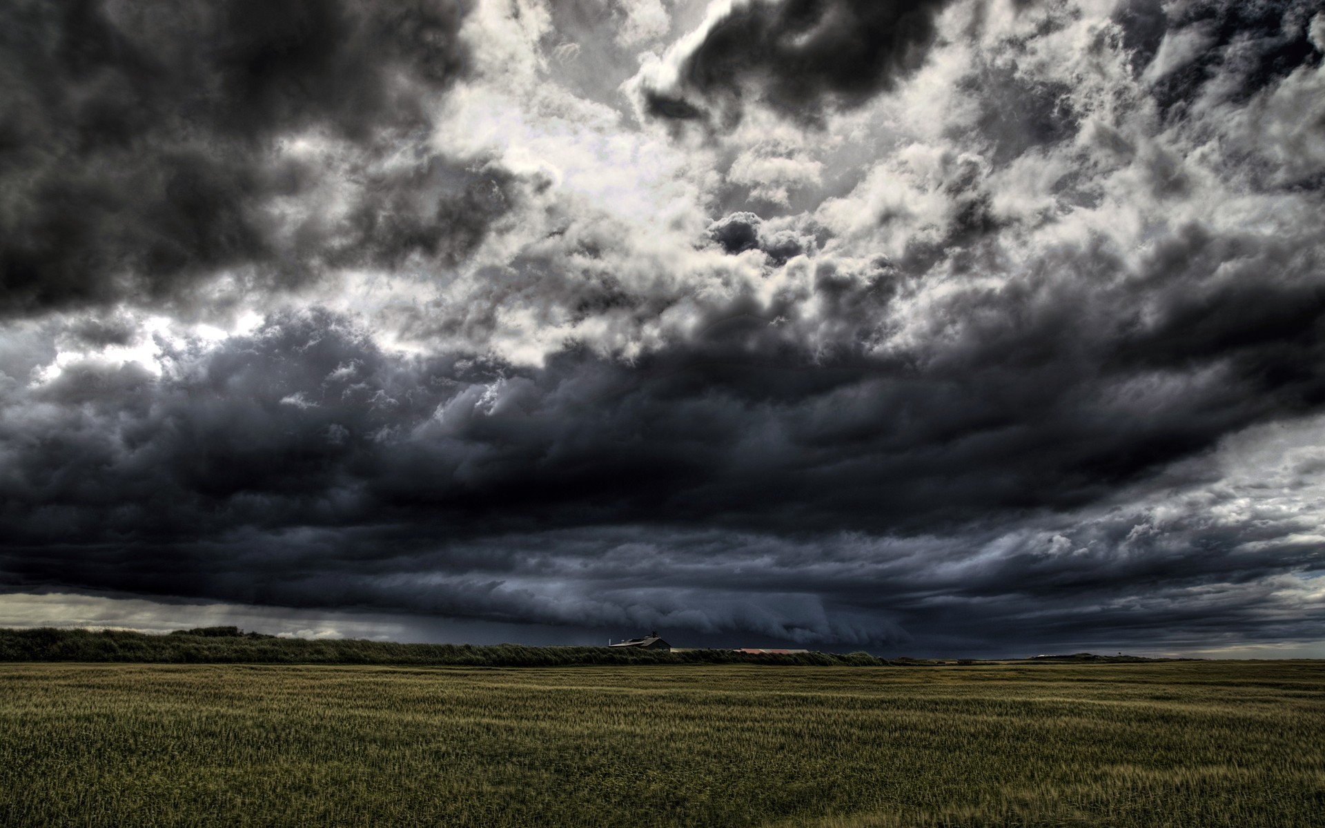 Sky: Land Dark Clouds Rolling Stormy Field Flat Sky Wallpaper With ...