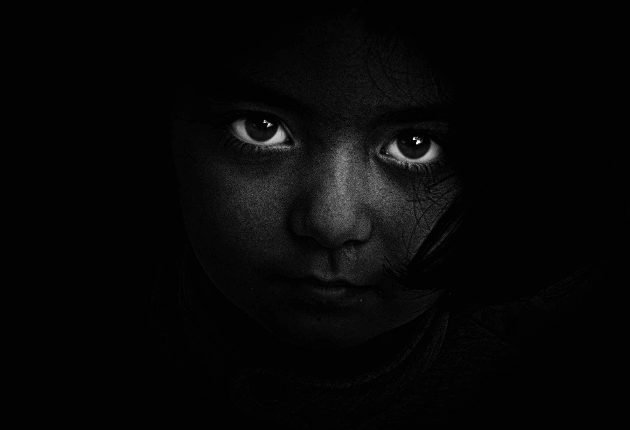 Free stock photo of black-and-white, dark, eyes